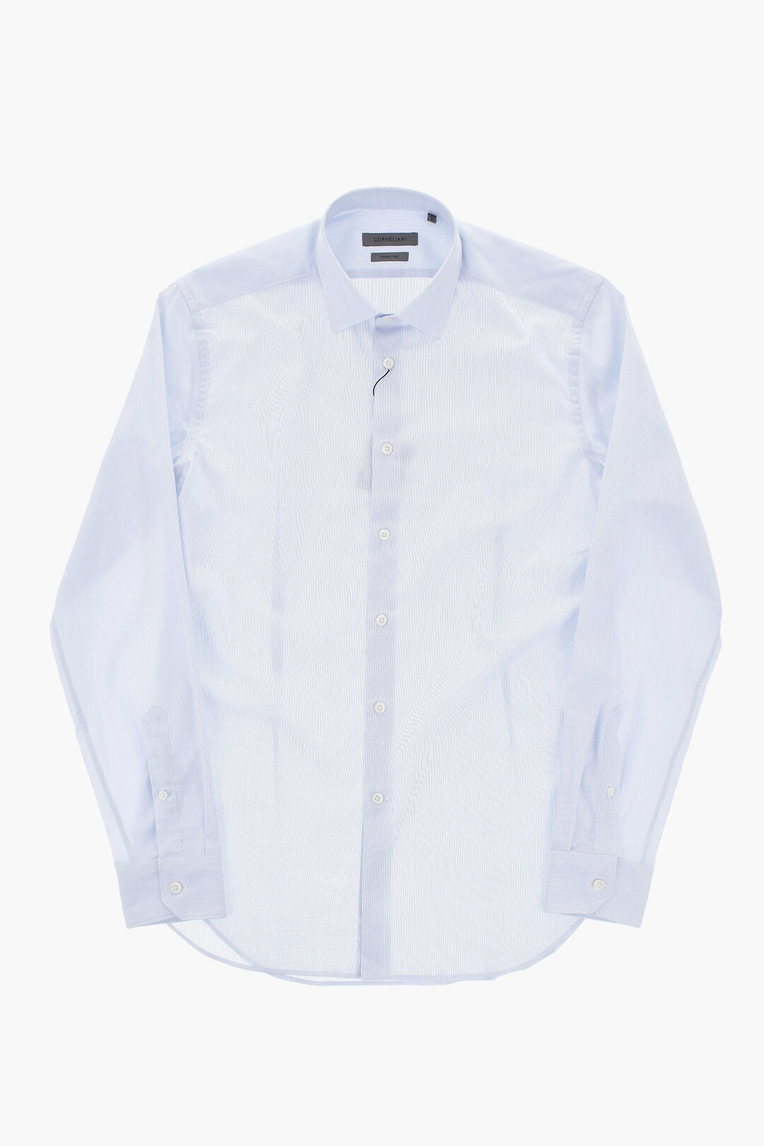 Corneliani 2750~Hairline-Pattern Cotton Wrinkle-Free Shirt, view 2
