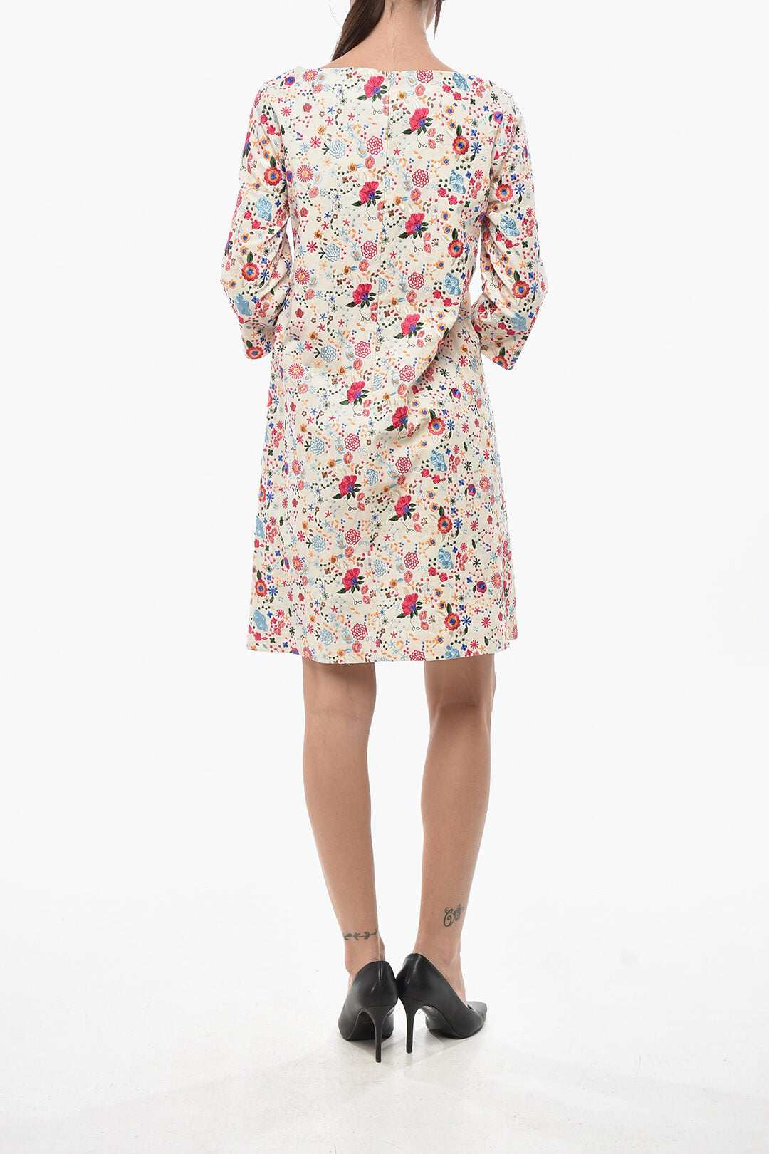 Ines de la Fressange 3250~Embroidered Cotton Dress MEGAN With 3/4 Sleeves