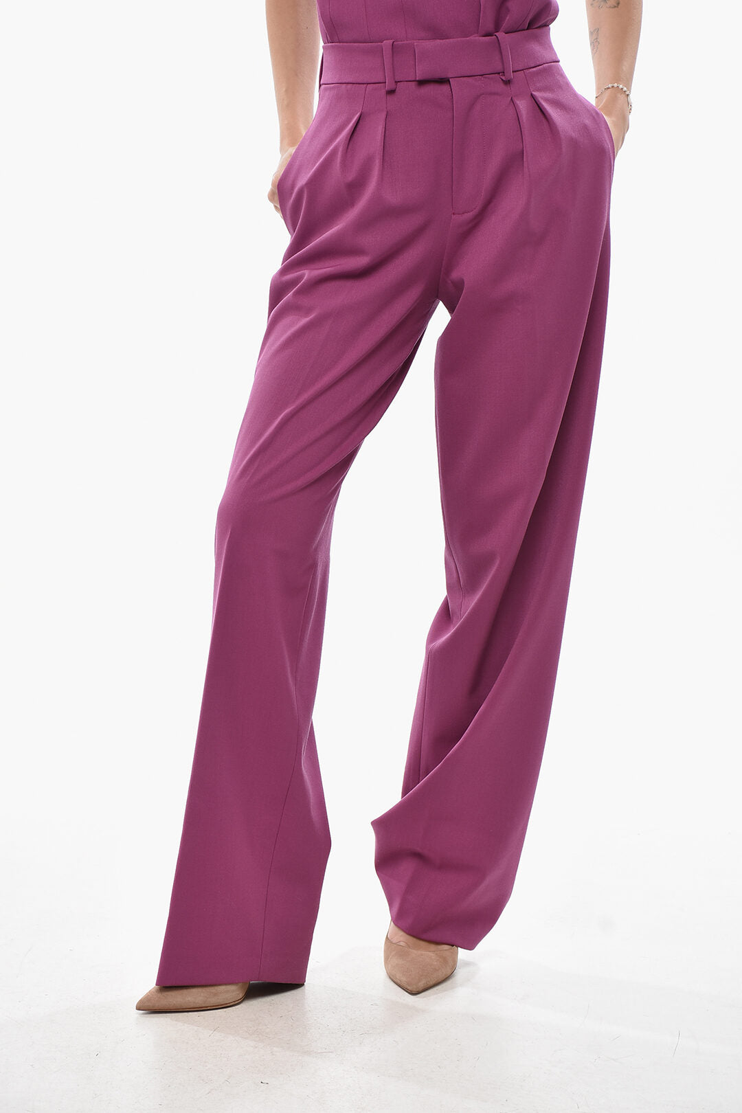 Federica Tosi 2550~Wool-Blend Two-Pleat Trousers PEONIA