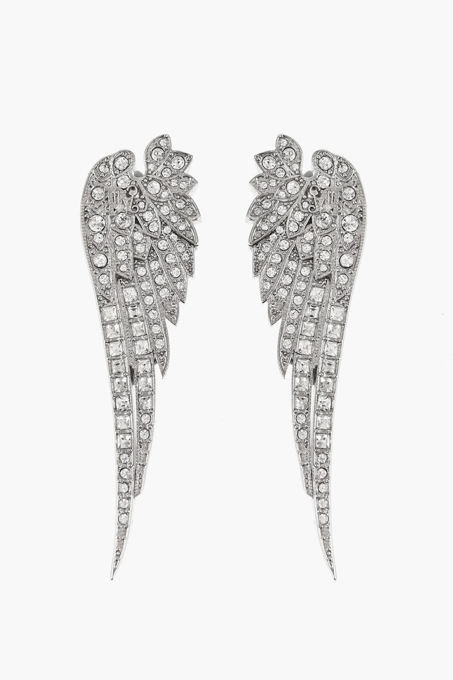 Palm Angels 3050~Earrings WINGS STRASS SILVER - TRANSPARE