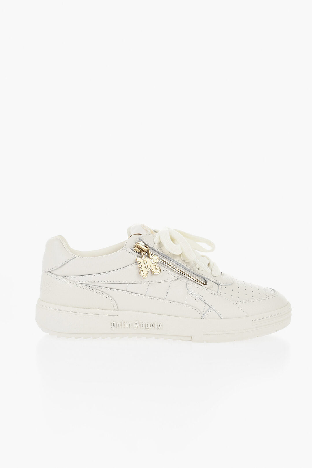 Palm Angels 2405~Low Hammered Leather Sneakers With Gold Zip, view 2