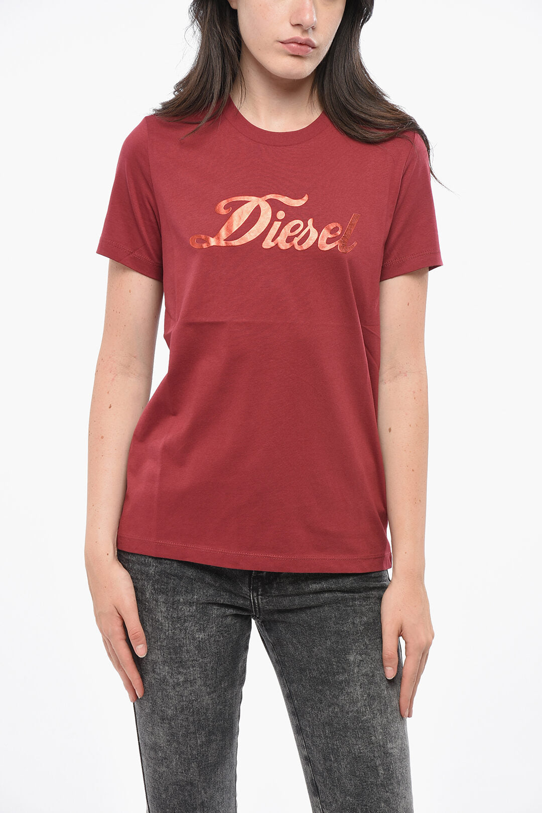 Diesel 2900~Cotton Crewneck T-Shirt SILY with Lamé Logo