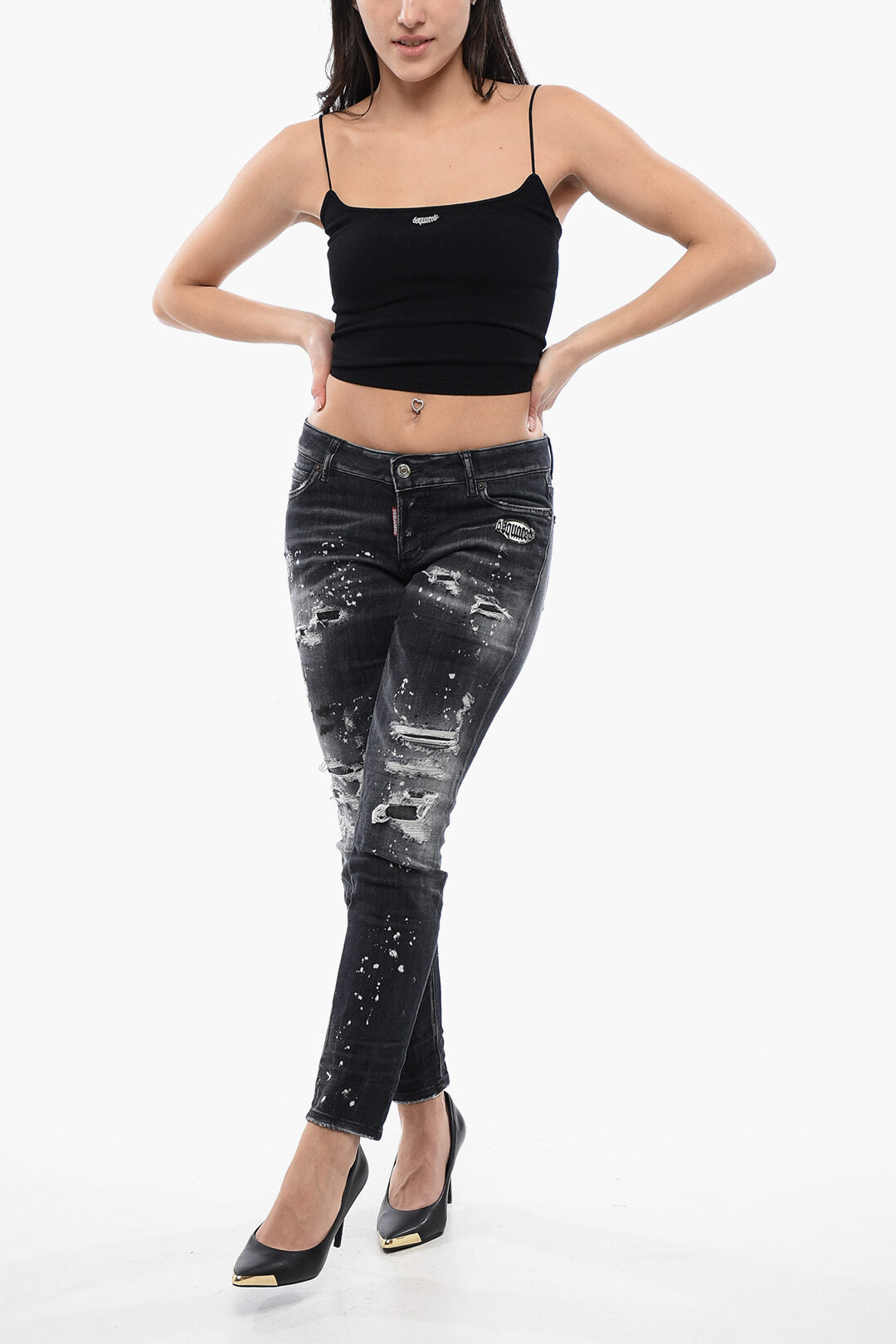 Dsquared2 3500~Distressed Denim Jennifer Fit Jeans 14cm