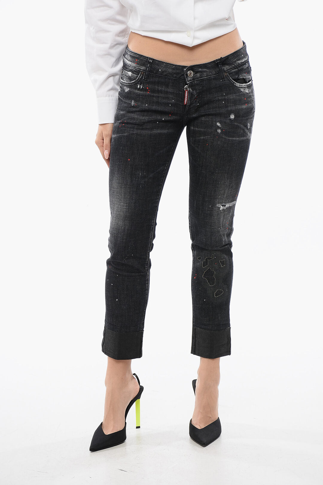 Dsquared2 3500~Stretch Denim Jeans JENNIFER CROPPED Vintage Effect 15cm