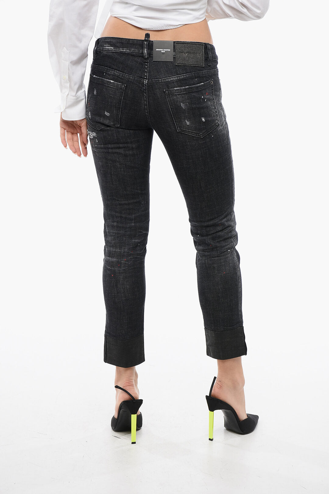 Dsquared2 3500~Stretch Denim Jeans JENNIFER CROPPED Vintage Effect 15cm, view 2