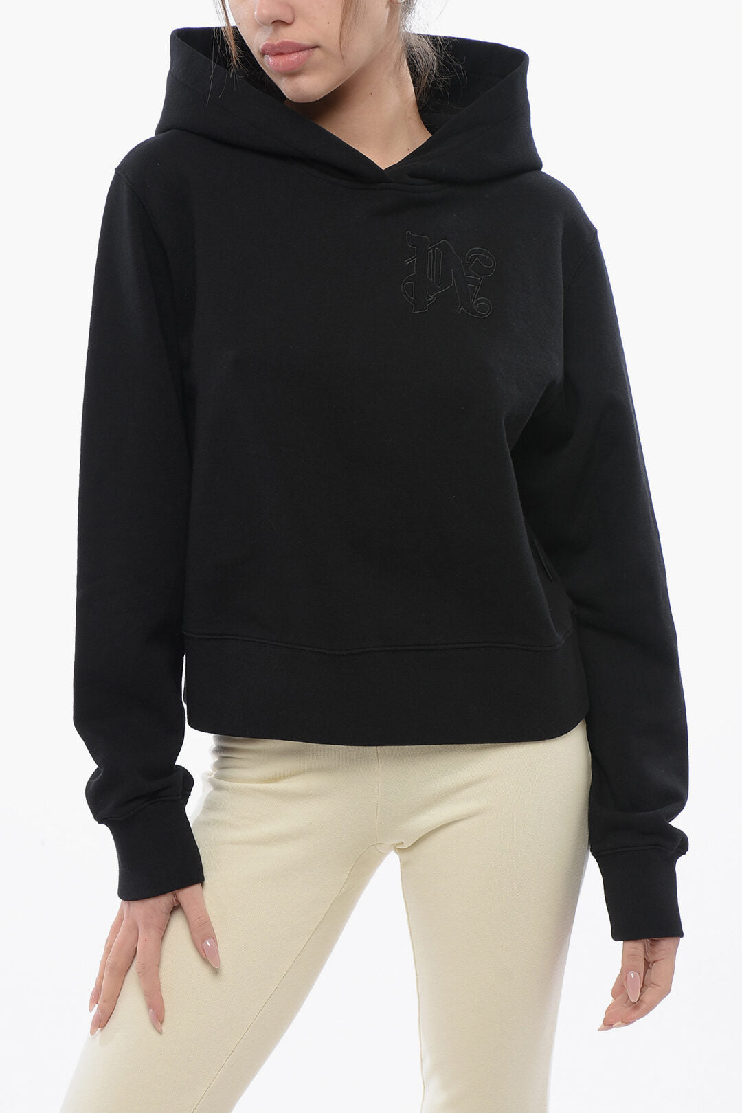 Palm Angels 3500~Brushed Cotton Hooded Sweatshirt with Embroidered Logo