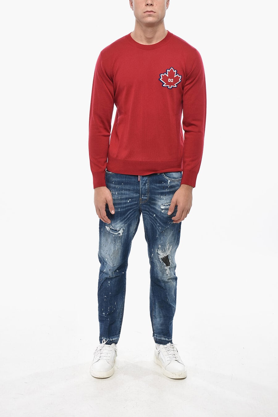 Dsquared2 2550~Virgin Wool Crewneck Sweater LEAF, view 4