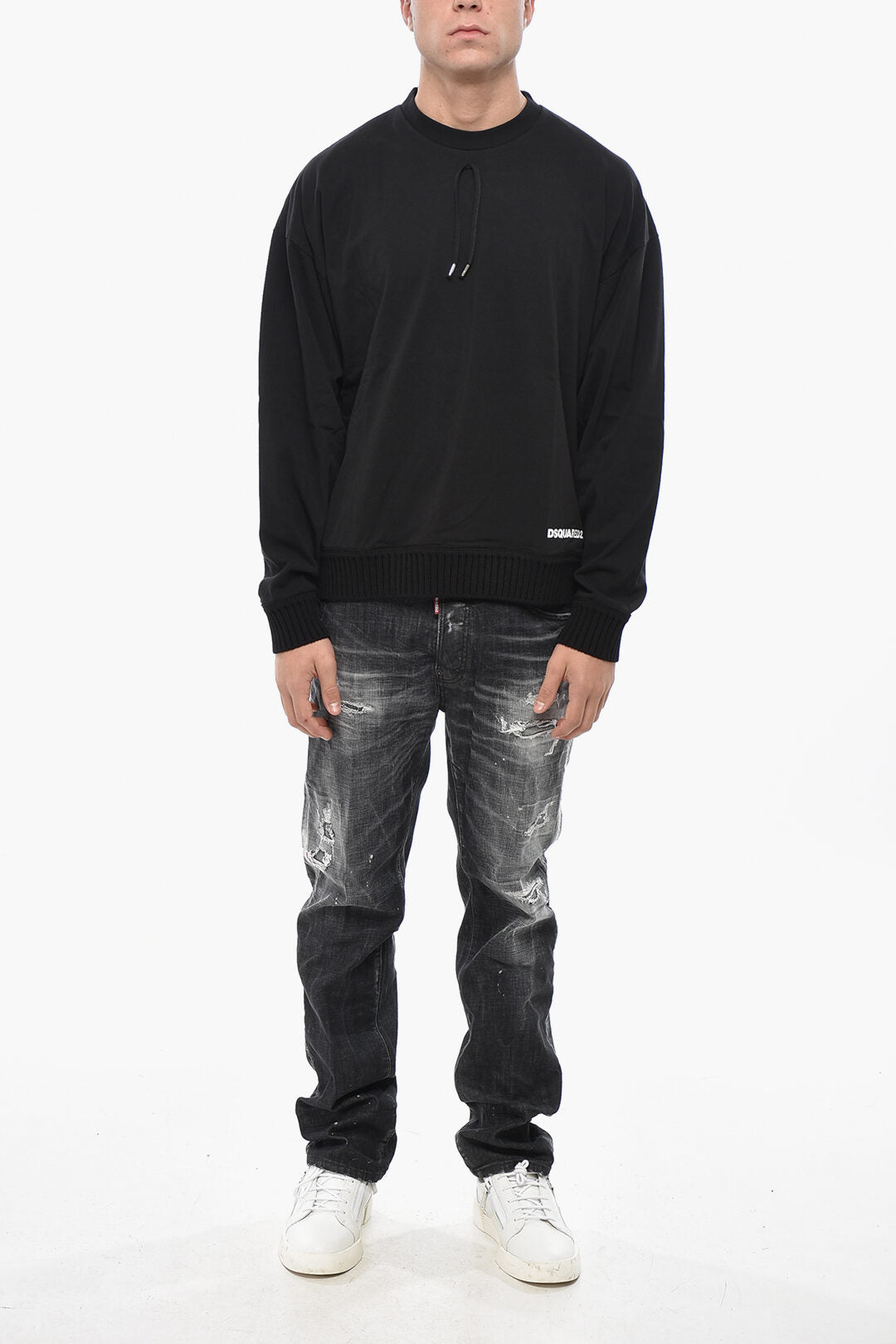 Dsquared2 3500~Crewneck Relaxed-Fit T-Shirt With Ribbed Trims