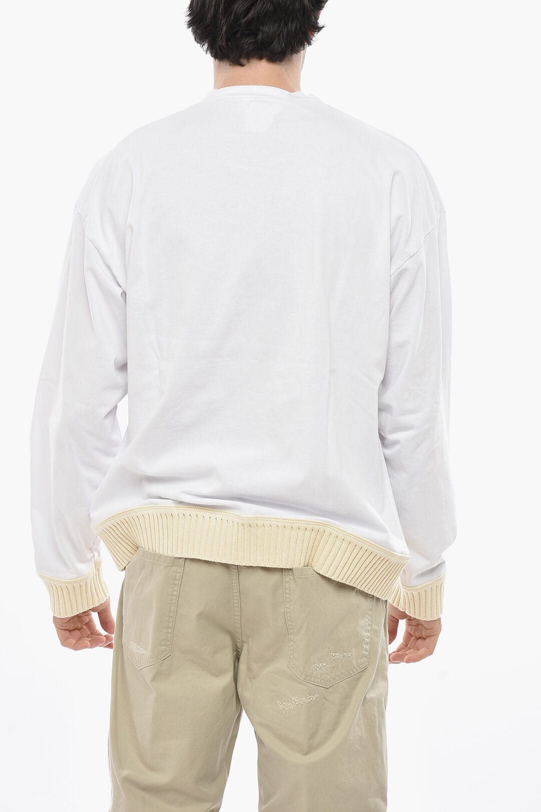 Dsquared2 2405~Crewneck RELAX FIT Long-Sleeve T-Shirt With Ribbed Trims