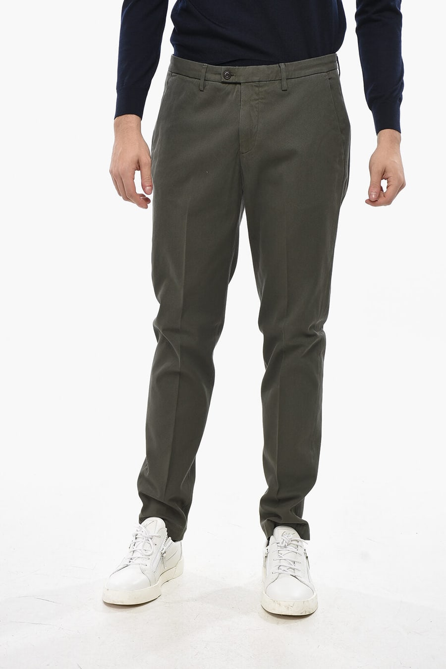 Corneliani 2800~Cotton Twill Chino Trousers with Belt Loops