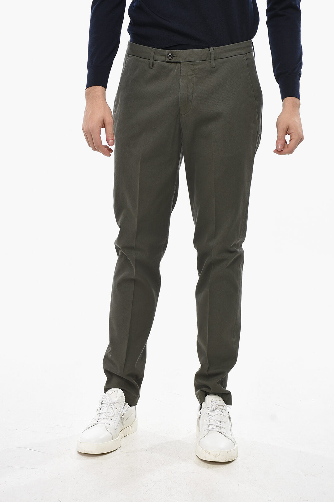 Corneliani 2800~Cotton Twill Chino Trousers with Belt Loops