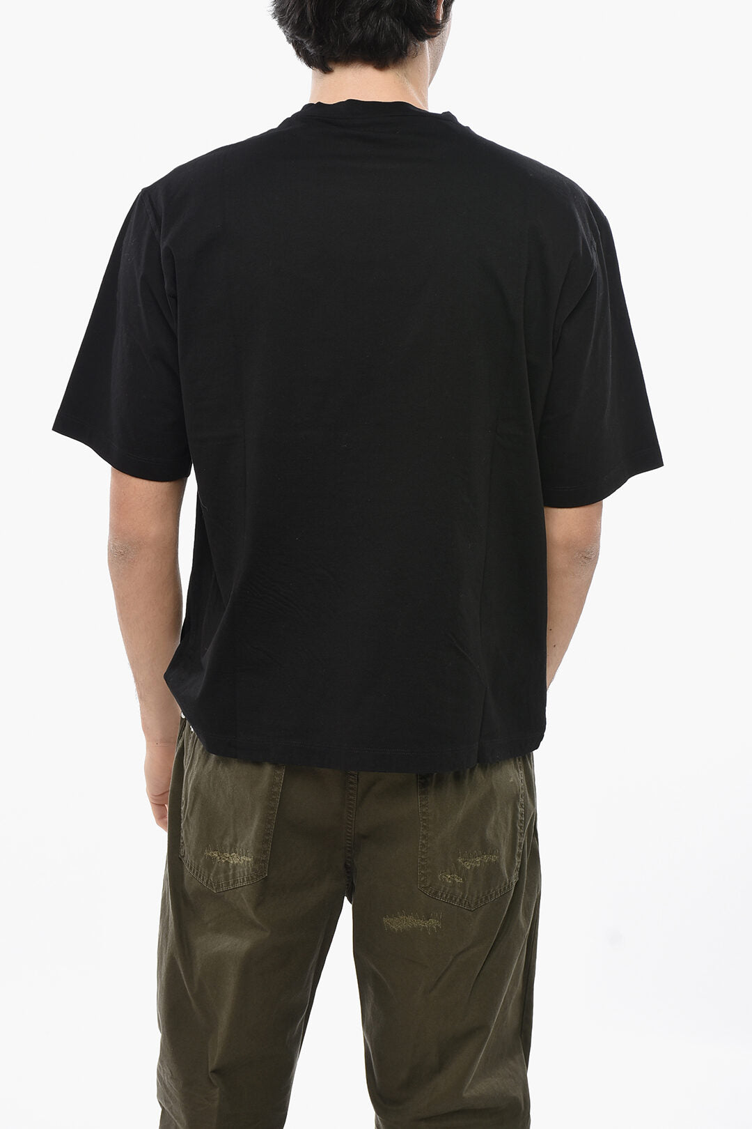 Dsquared2 3500~Solid-Color Crewneck T-Shirt with Logo Patch, view 2