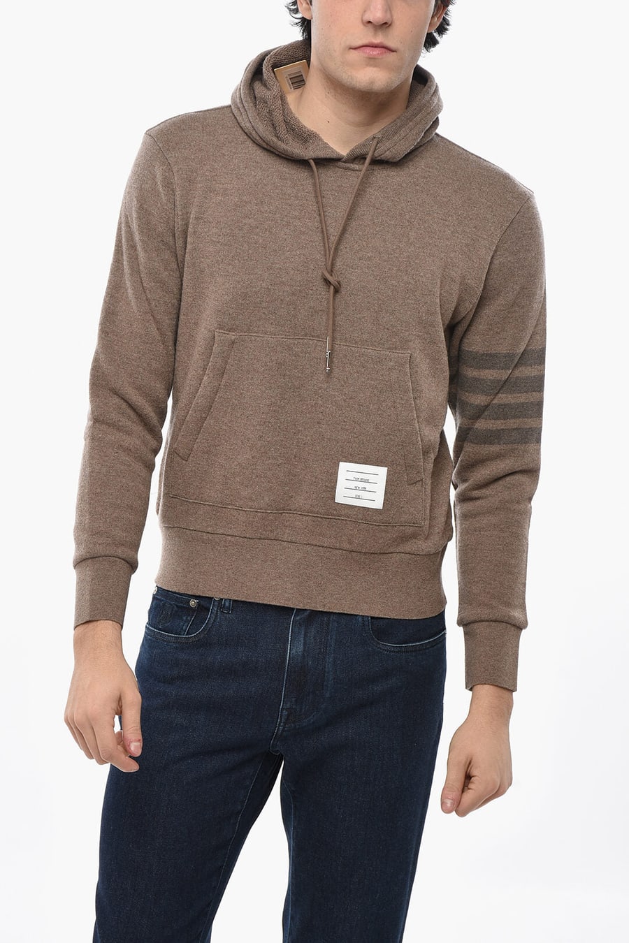 Thom Browne 2405~Virgin Wool Sweater with Hood and Kangaroo Pocket