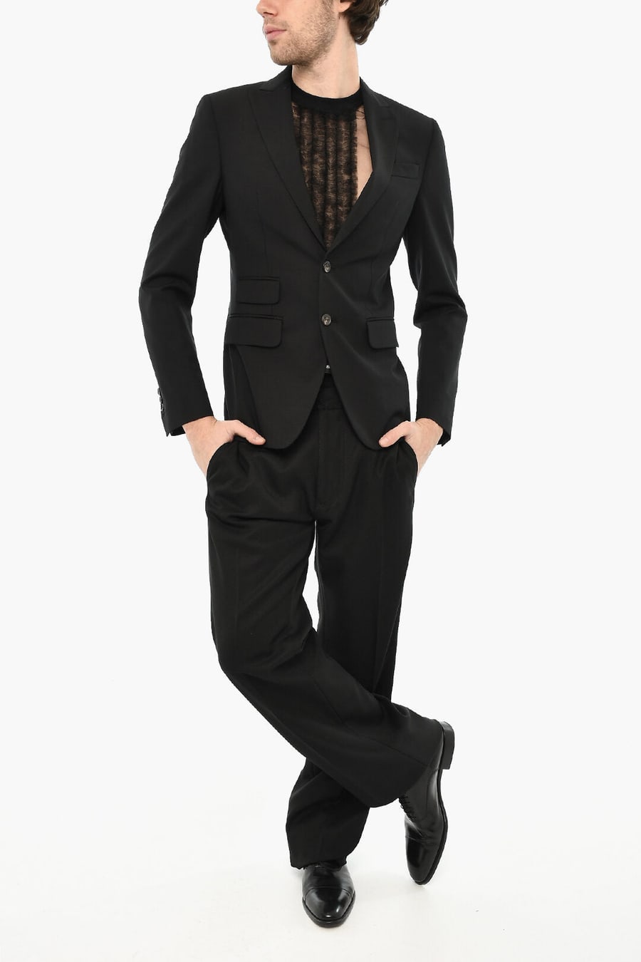 Dsquared2 3500~Two-Button Stretch Virgin Wool Blazer with Pointed Lapel, view 2