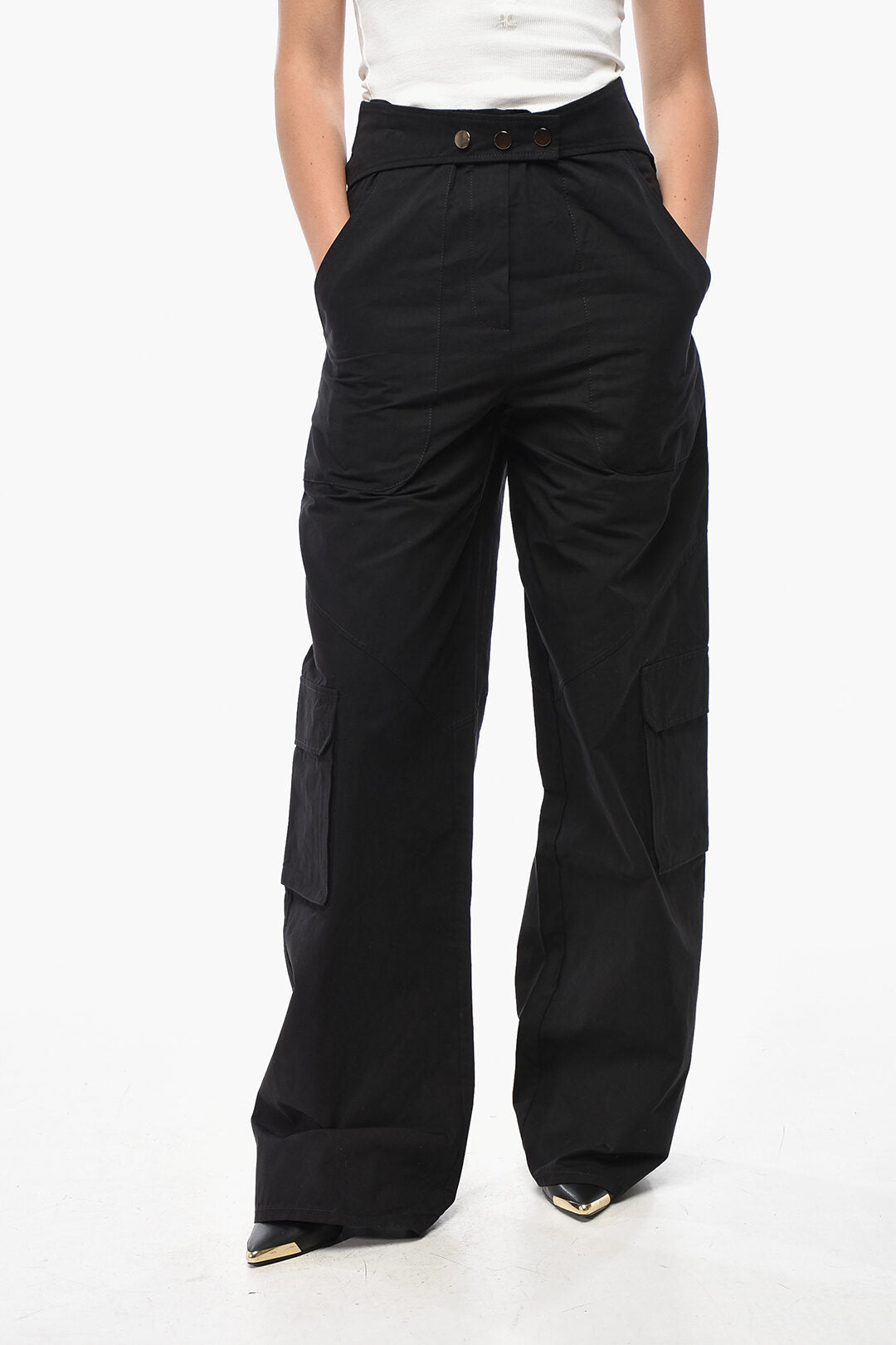 The Andamane 3500~Cotton Casual Pants SARAH with Buttons