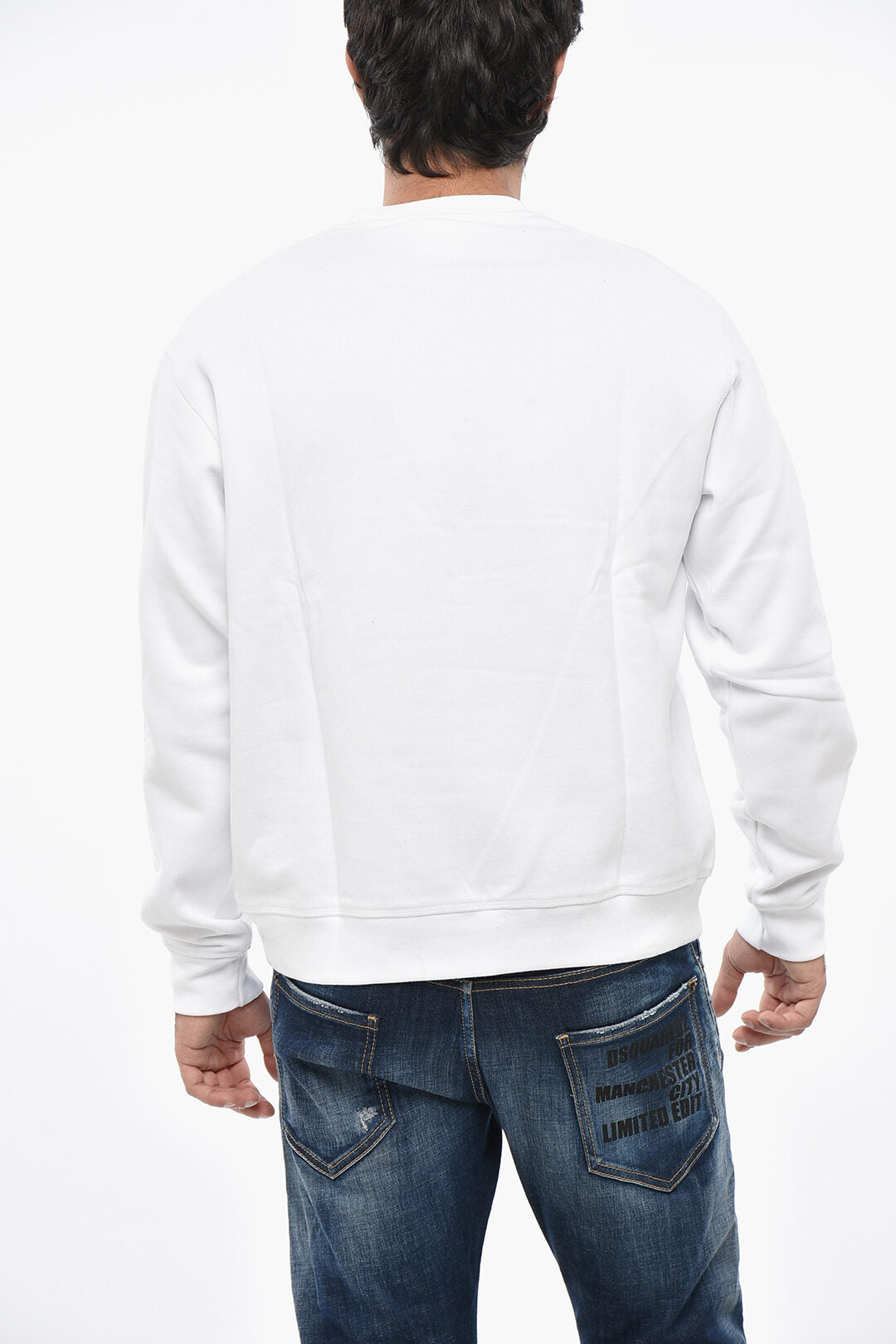 Dsquared2 2405~ICON Cotton Fleece Crewneck Sweatshirt with Embossed Logo, view 2