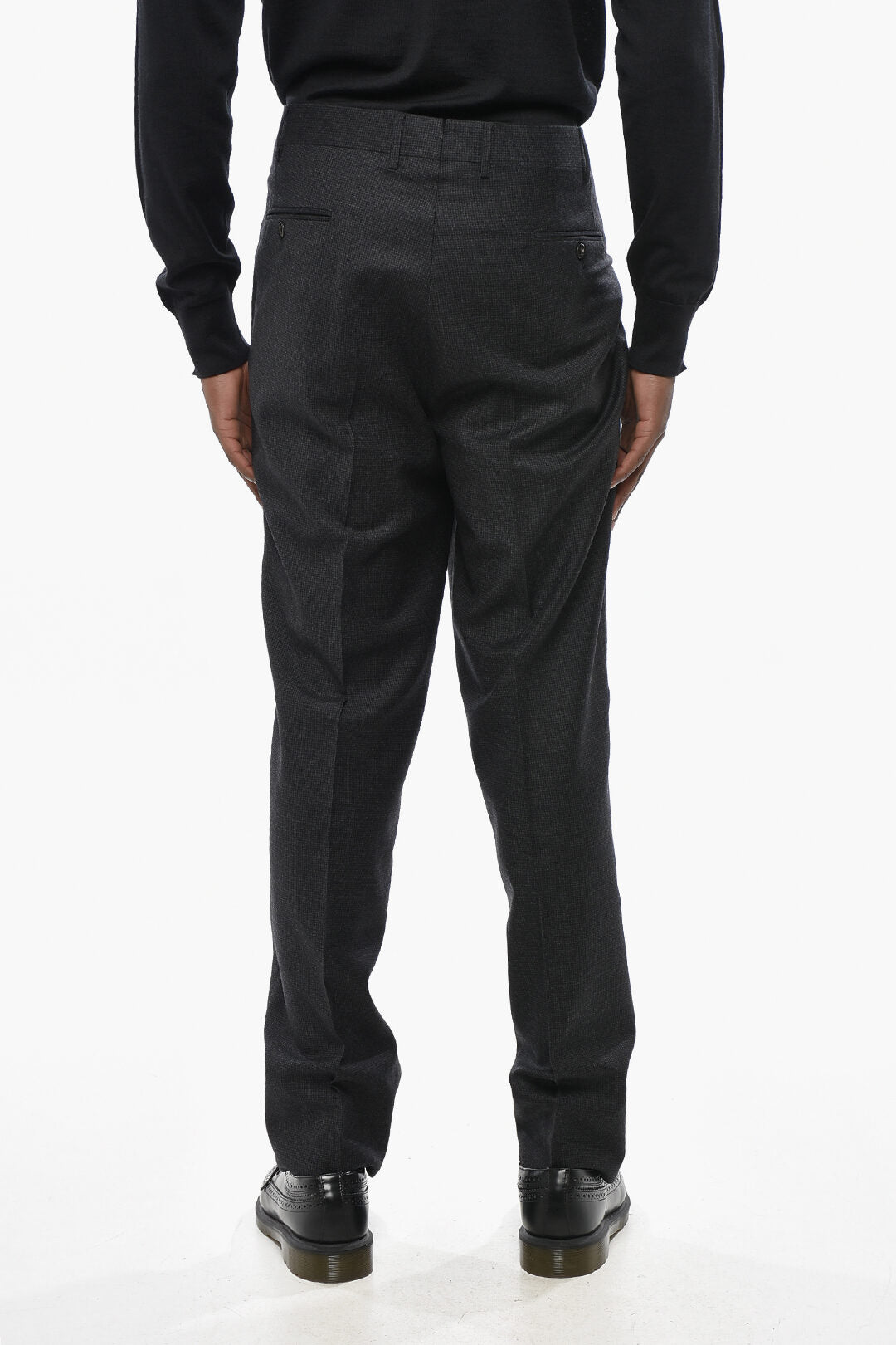 Corneliani 2470~Virgin Wool Checked Trousers with Regular Waist
