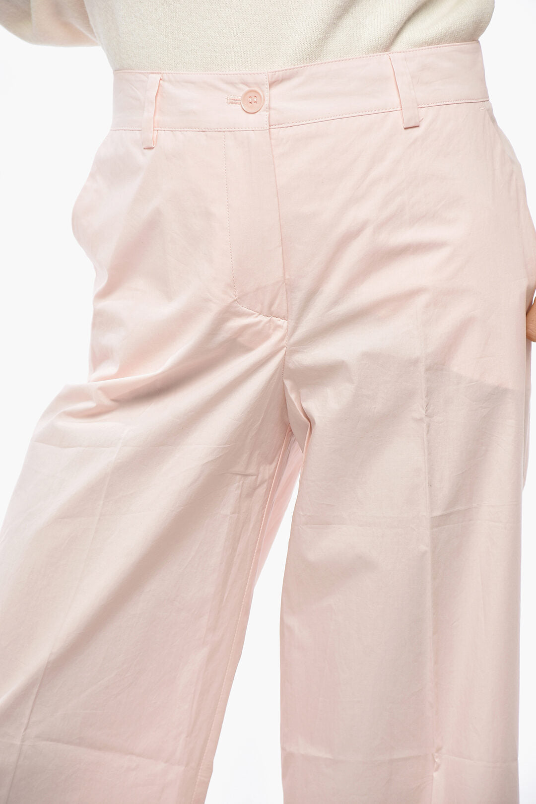 P.A.R.O.S.H. 3050~Cotton Poplin Trousers with Turn-Up Hem