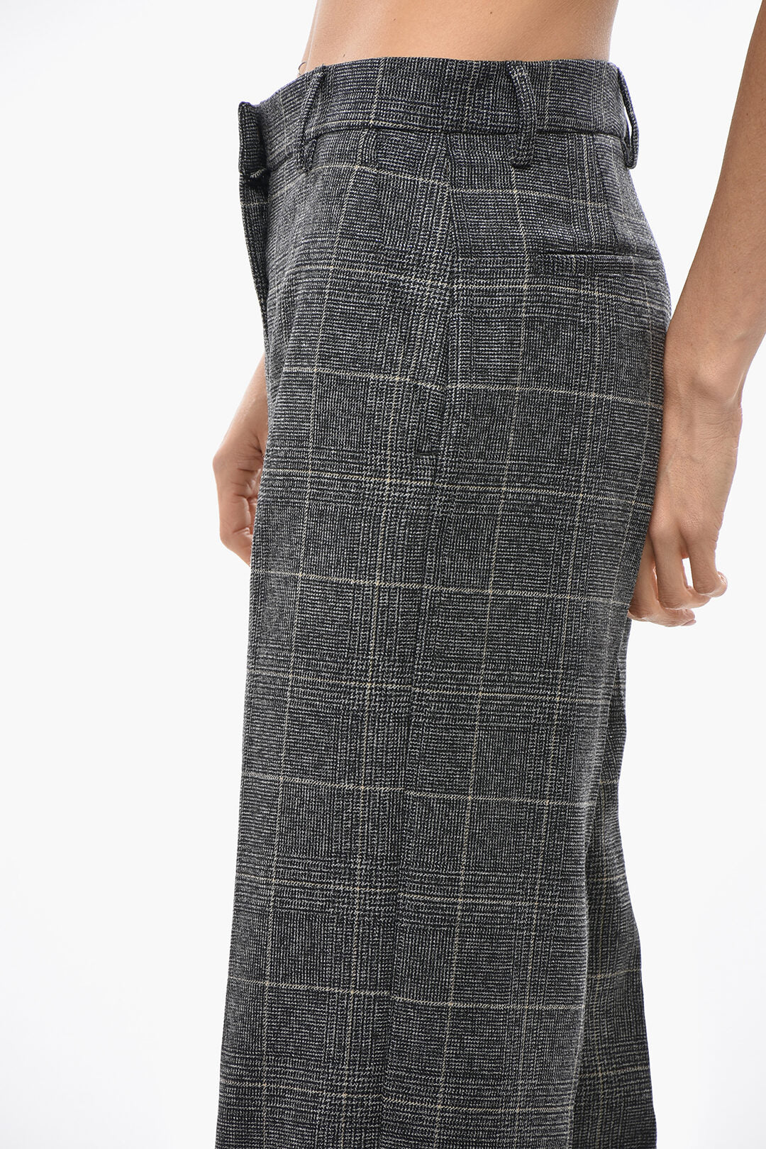 True Royal 2470~Virgin Wool-Blend District Check Trousers NADYA, view 2