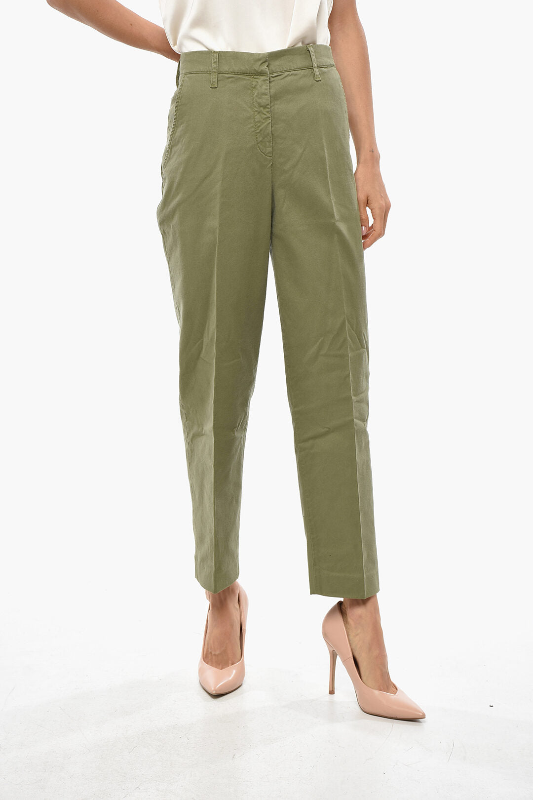 True Royal 2850~Cotton-Blend Mid-Rise Trousers SARAH