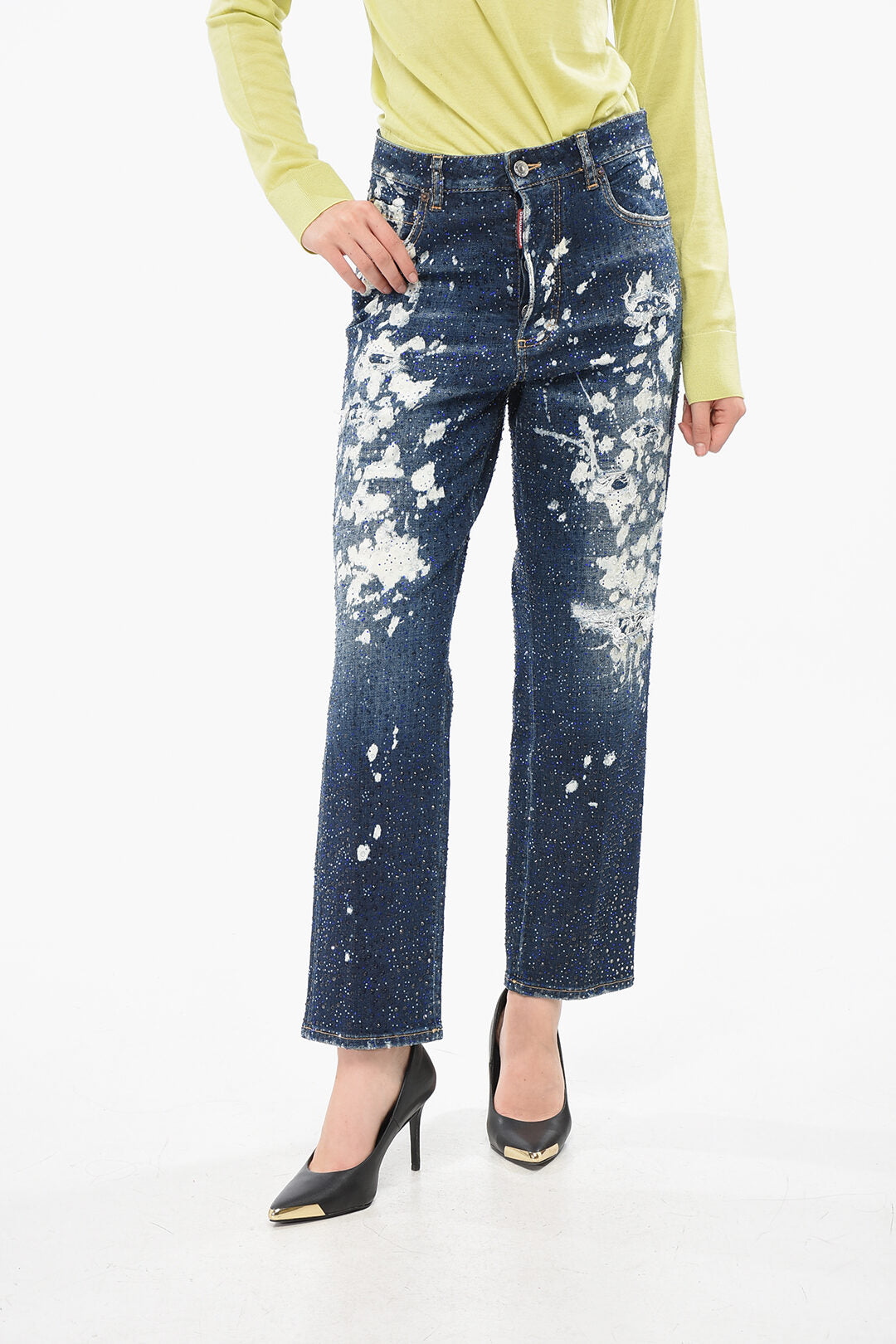 Dsquared2 2405~Jeans Acid-Wash Effect BOSTON with Strass 19cm