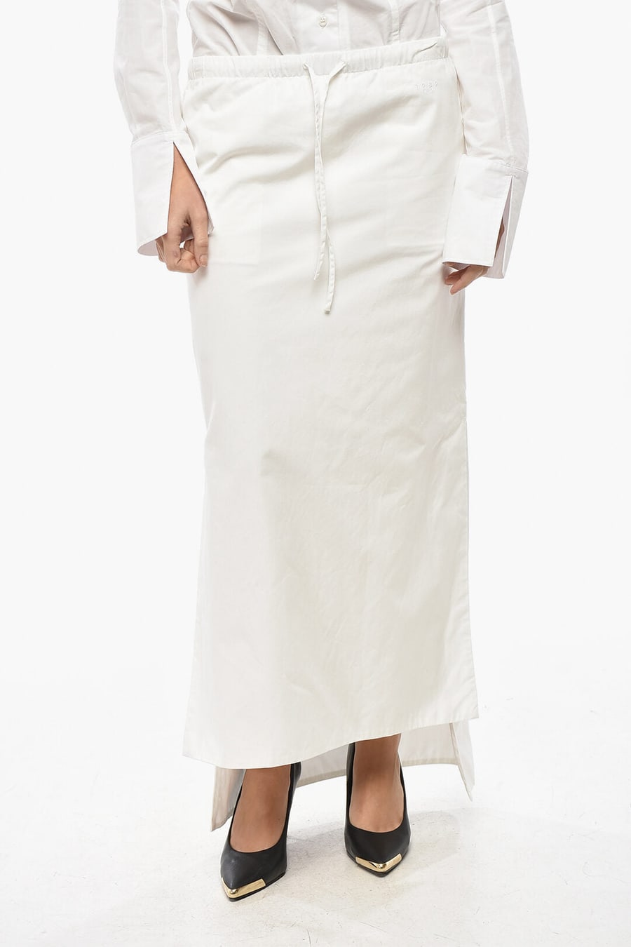 1989 Studio 0190~Poplin Pencil Skirt with Drawstring Waist