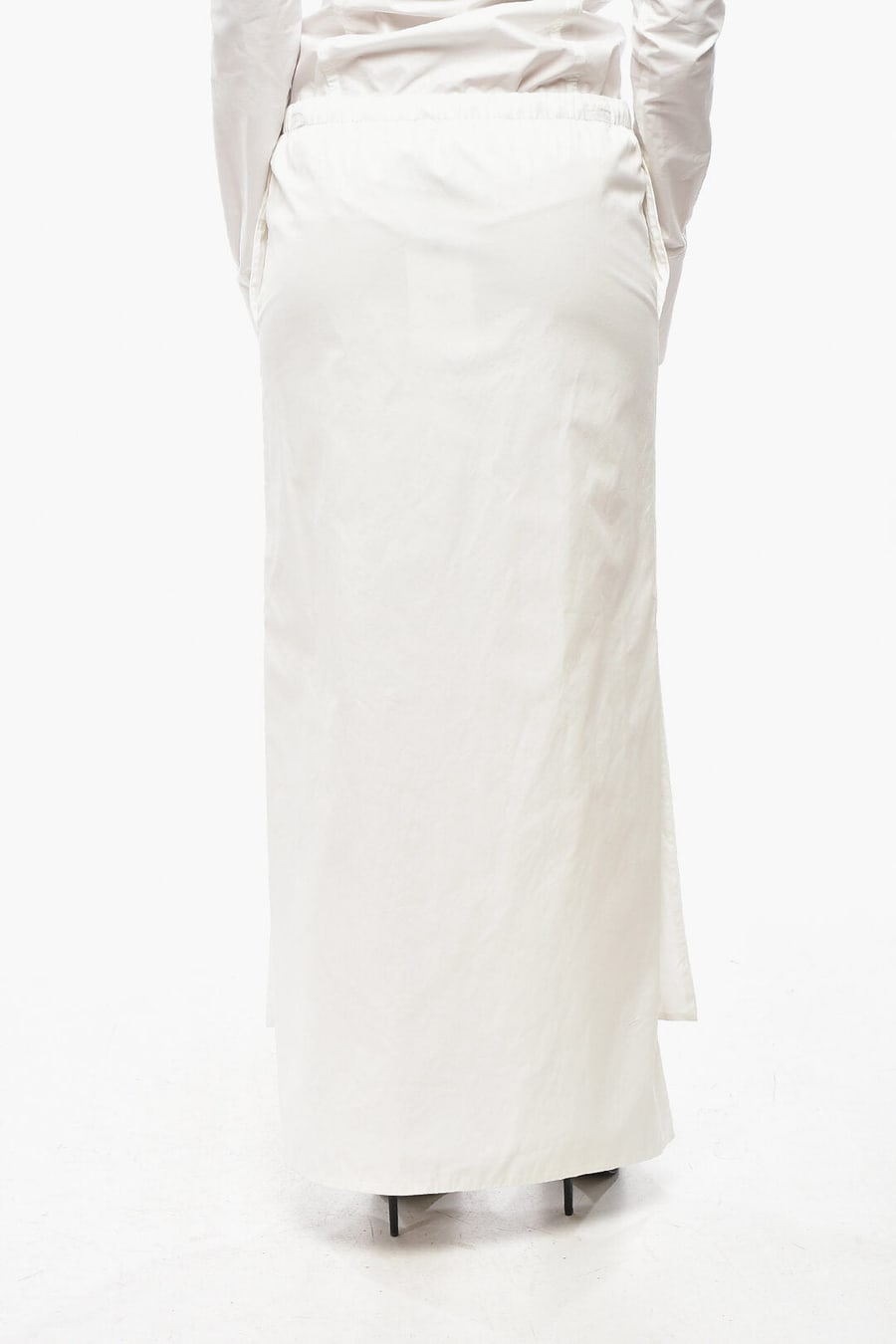 1989 Studio 0190~Poplin Pencil Skirt with Drawstring Waist, view 2