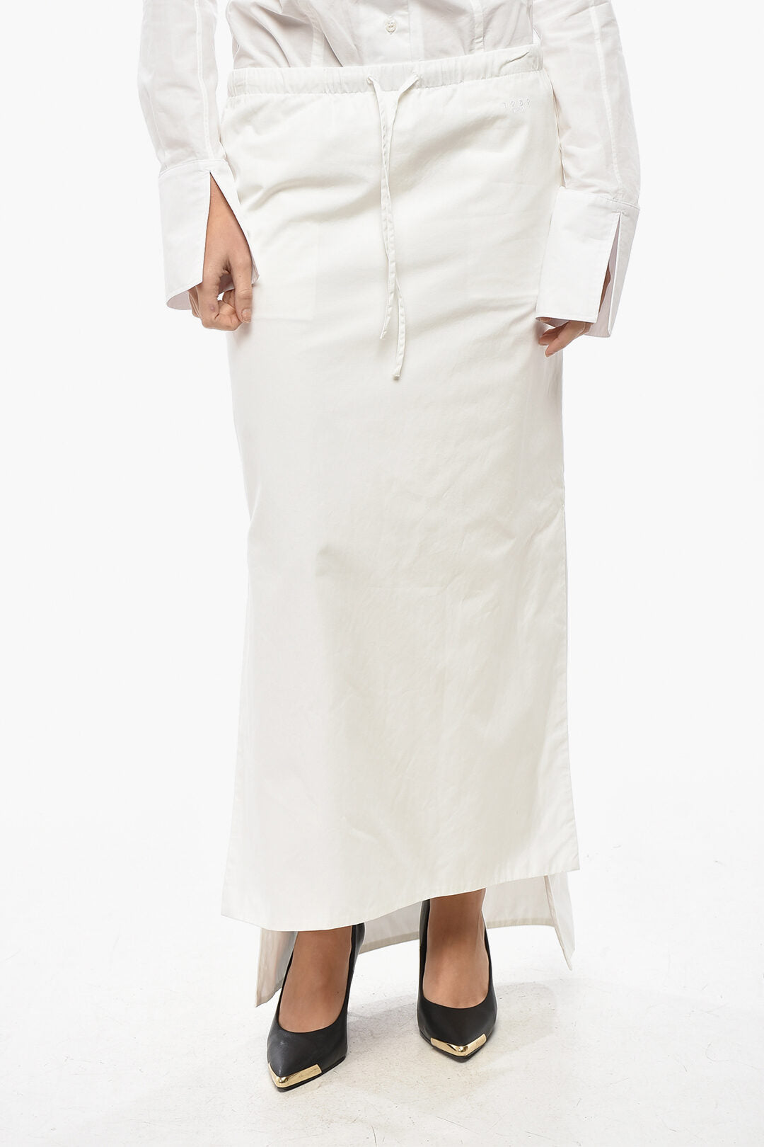 1989 Studio 0190~Poplin Pencil Skirt with Drawstring Waist