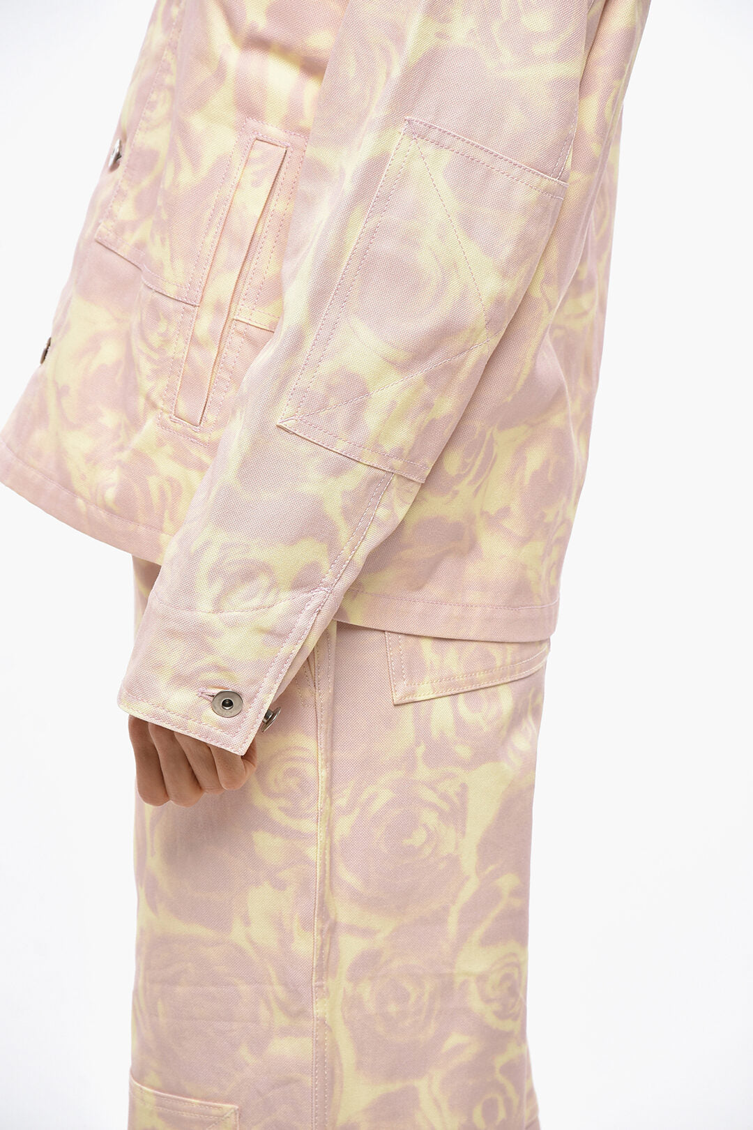 Burberry 3050~Denim Jacket with Floral Pattern and Ribbed Velour Collar, view 2