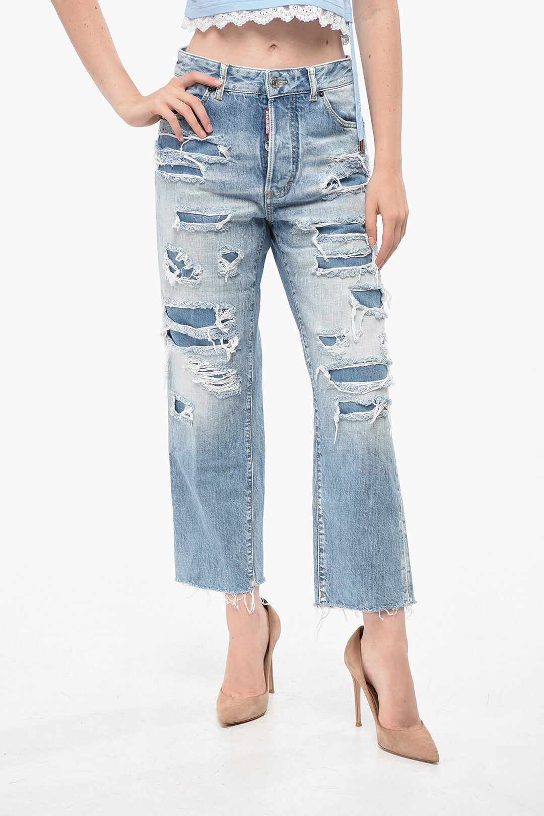 Dsquared2 2405~Distressed Jeans BOSTON with Frayed Hem 20cm