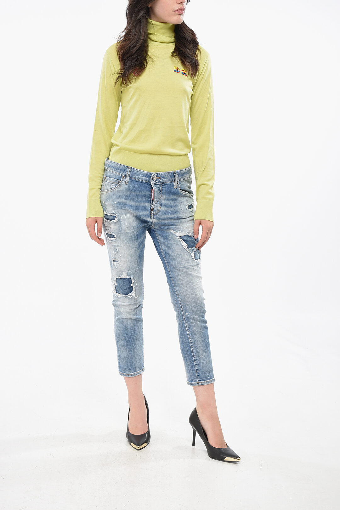 Dsquared2 2405~Distressed Crop Jeans COOL GIRL 15cm