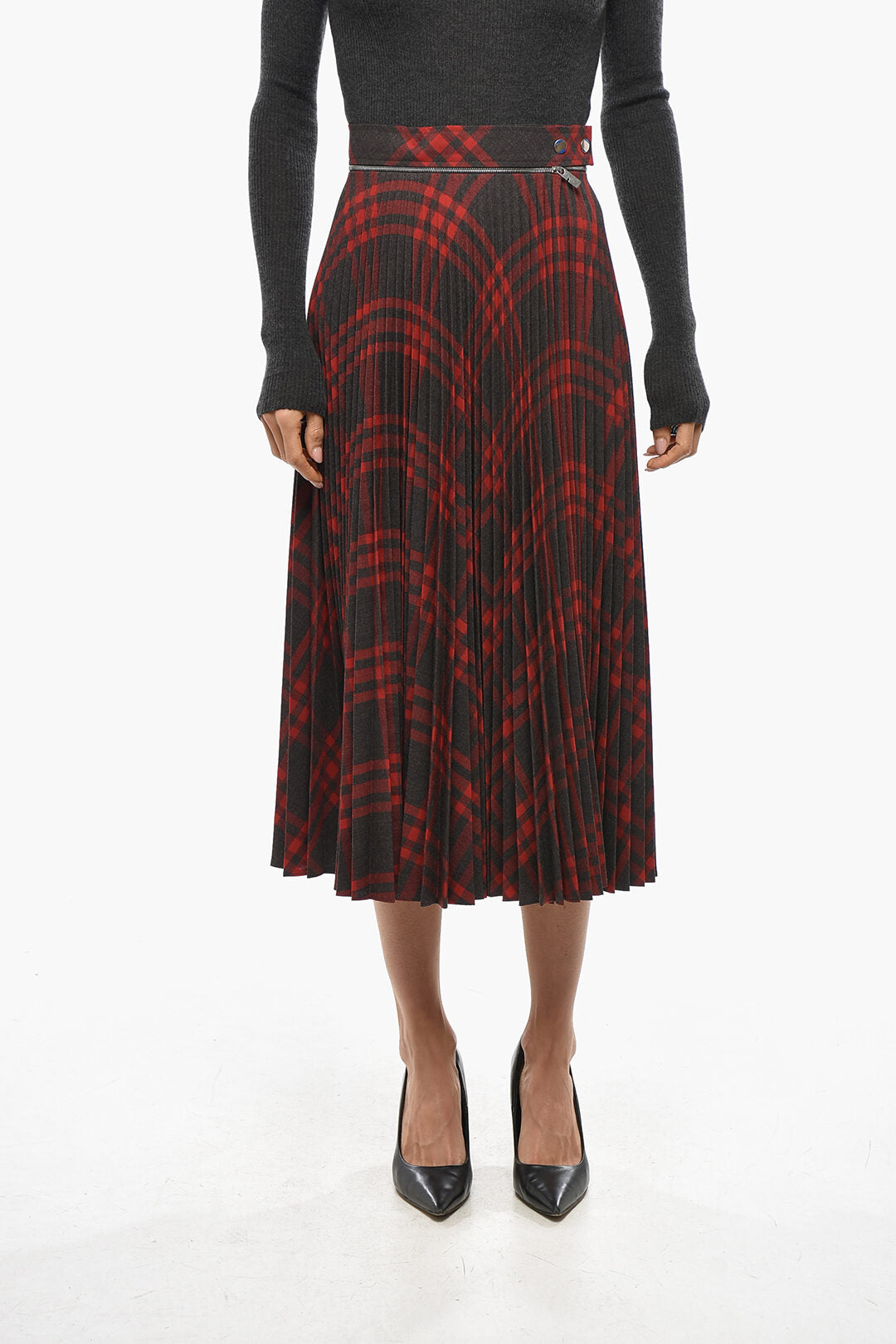 Burberry 2550~Midi Pleated Skirt with Tartan Pattern