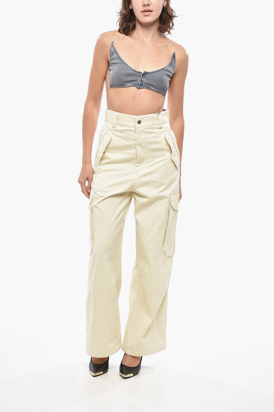 Bottega Veneta 3000~Cotton-Blend Cargo Pants with Drawstring Hem, view 4