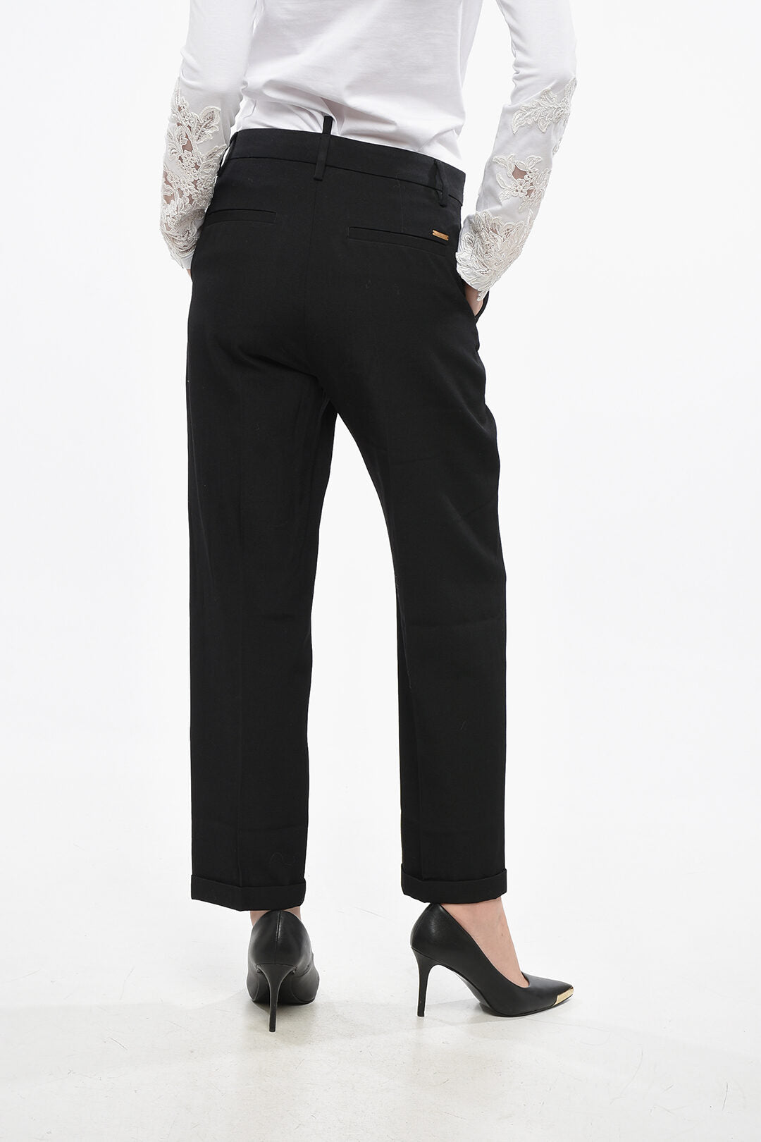 Dsquared2 3500~Virgin-Wool Trousers BOSTON with Turn-Up Hem, view 2