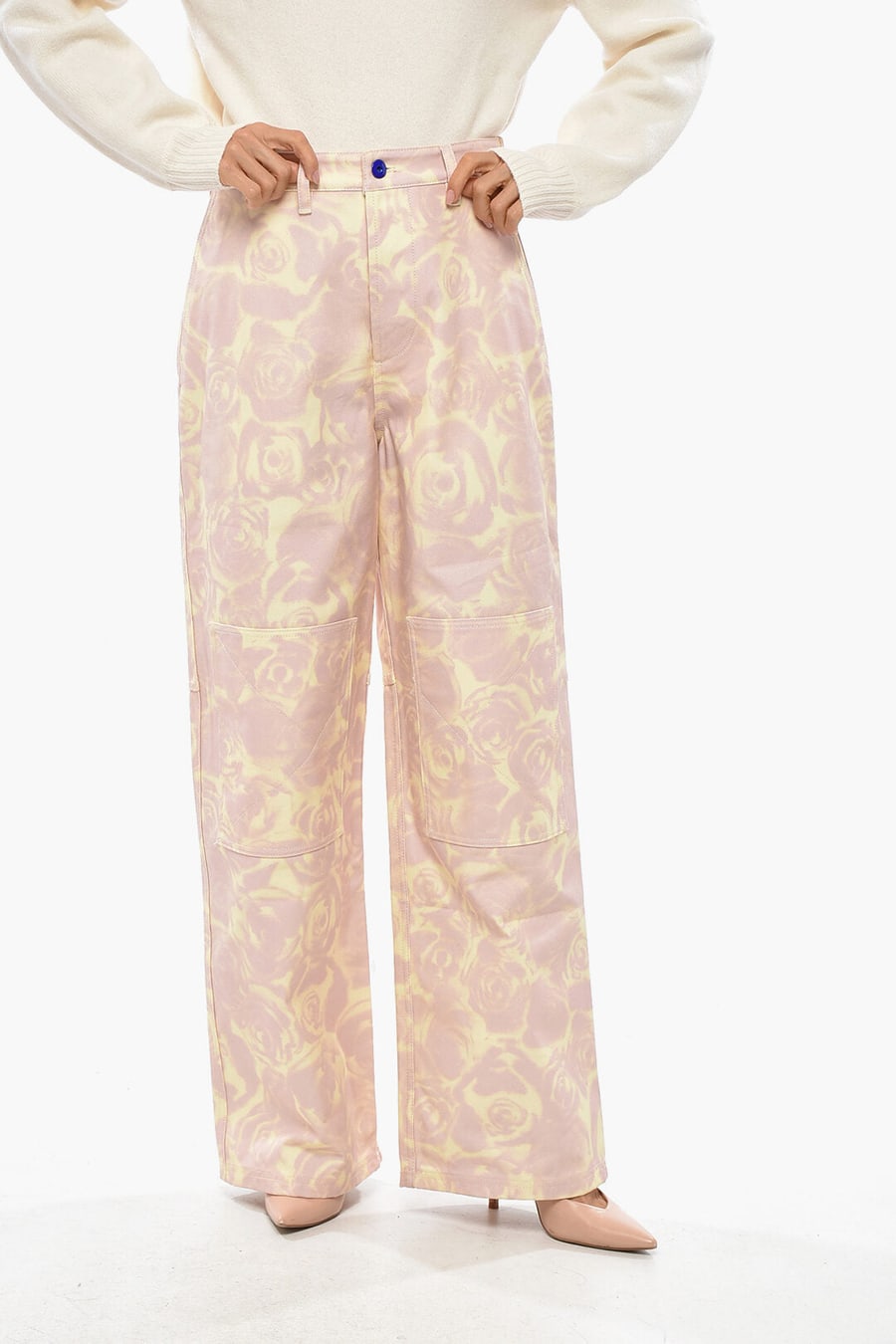 Burberry 3050~Straight-Fit Cotton Trousers with Floral Pattern