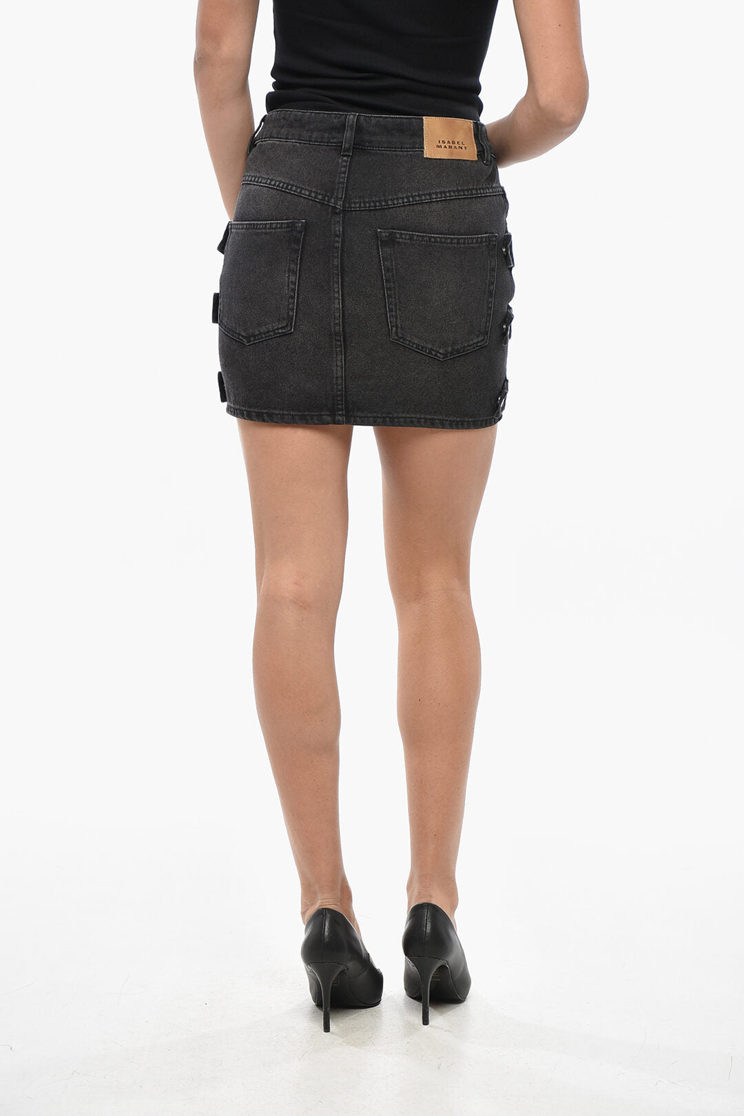 Isabel Marant 3500~ETOILE Denim Miniskirt STESSY with Buttoned Details, view 2
