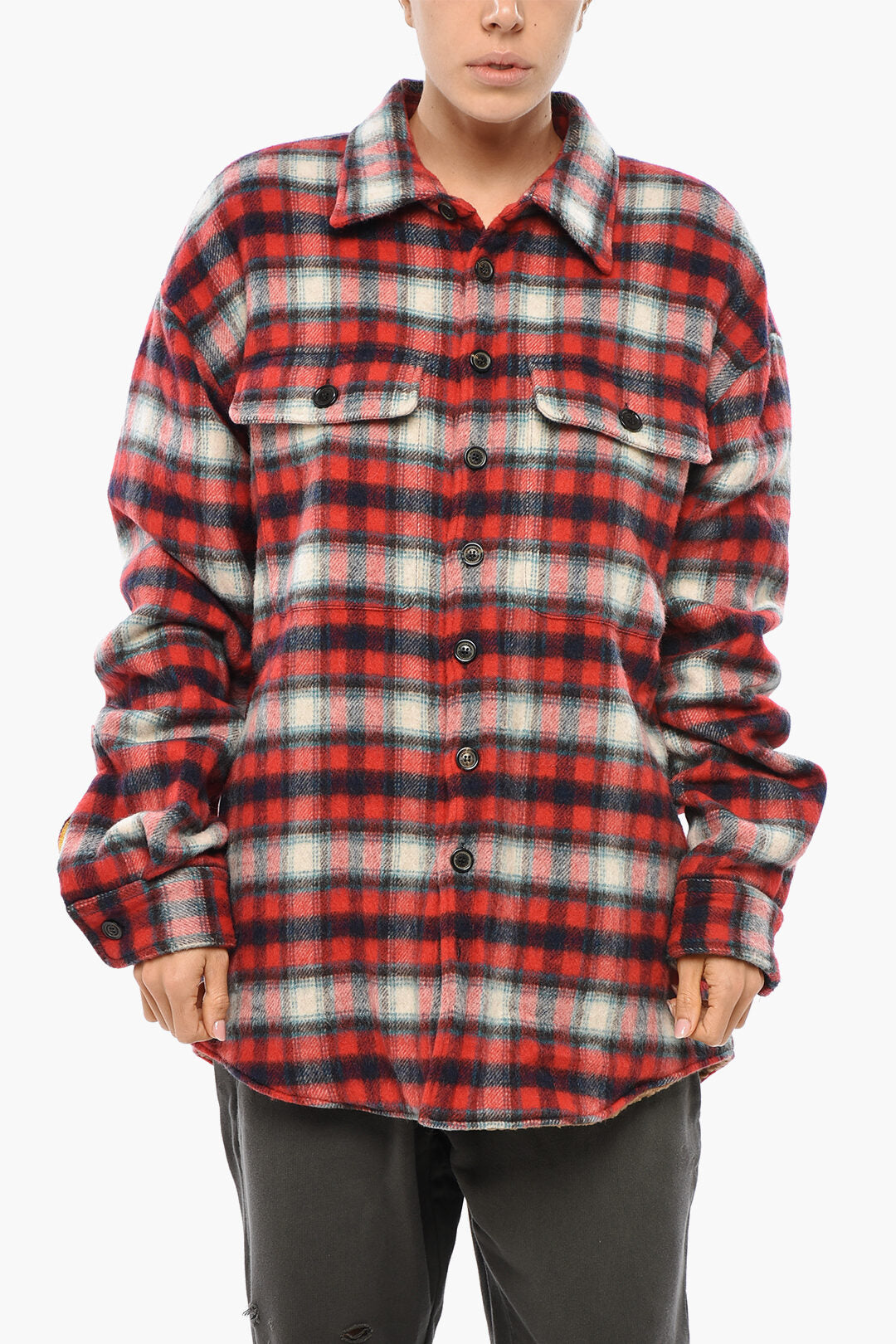Dsquared2 2550~Eco-Shearling Overshirt With Check Pattern