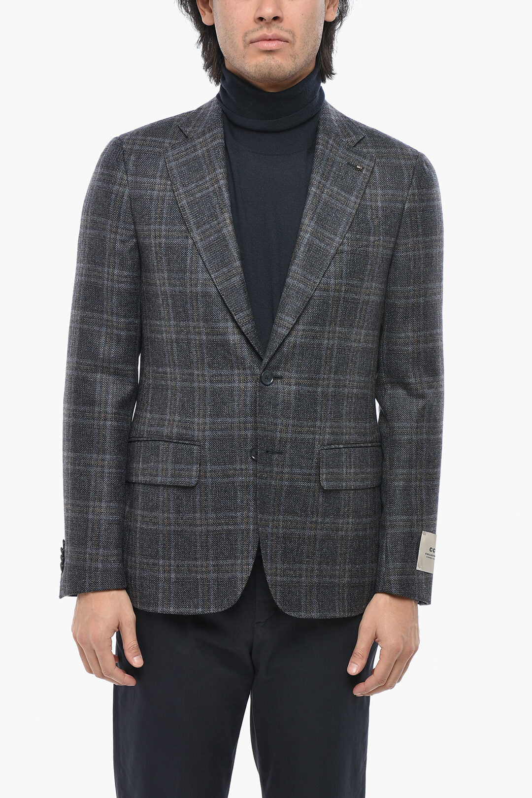 Corneliani 2405~CC COLLECTION Virgin Wool Two-Button Tartan Blazer with Patch Pockets