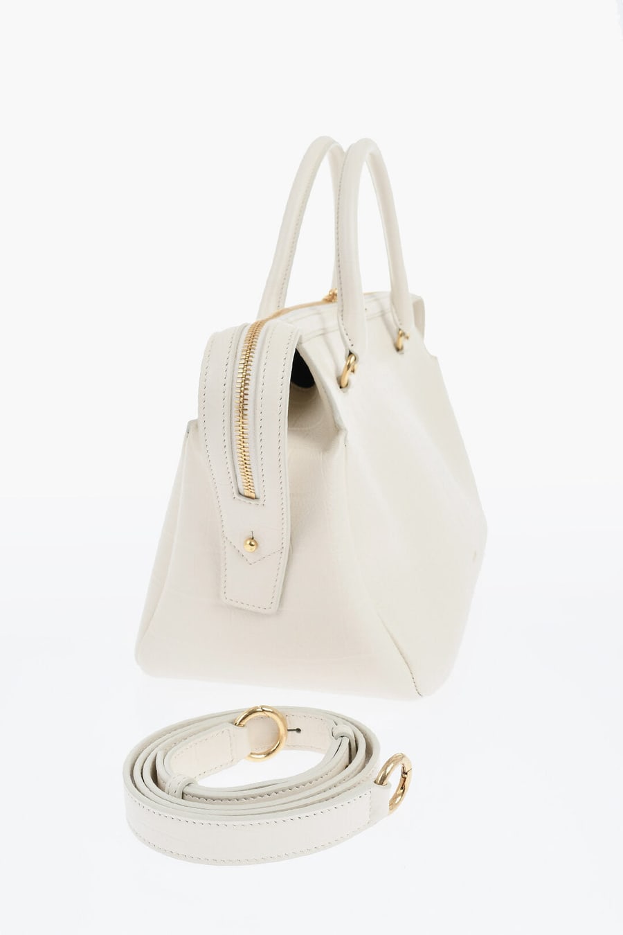 Jil Sander 2405~Leather Crocodile-Effect Handbag, view 3