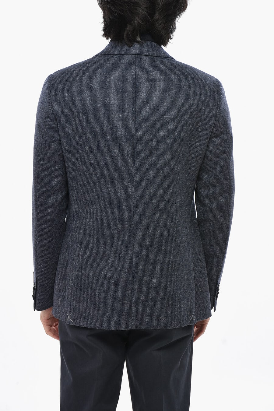 Corneliani 2405~CC COLLECTION Virgin Wool Two-Button Blazer with Patch Pockets, view 2