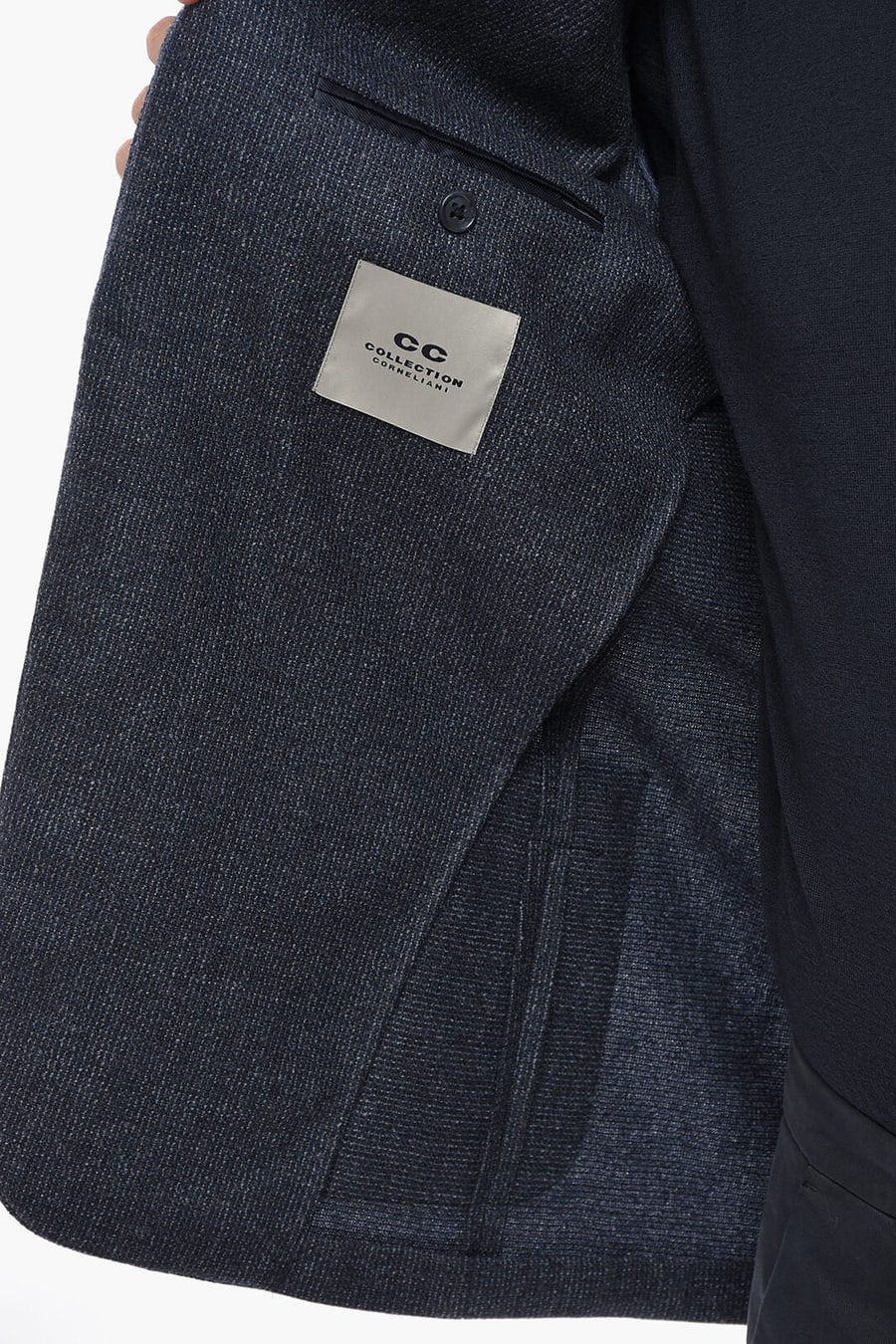 Corneliani 2405~CC COLLECTION Virgin Wool Two-Button Blazer with Patch Pockets, view 4