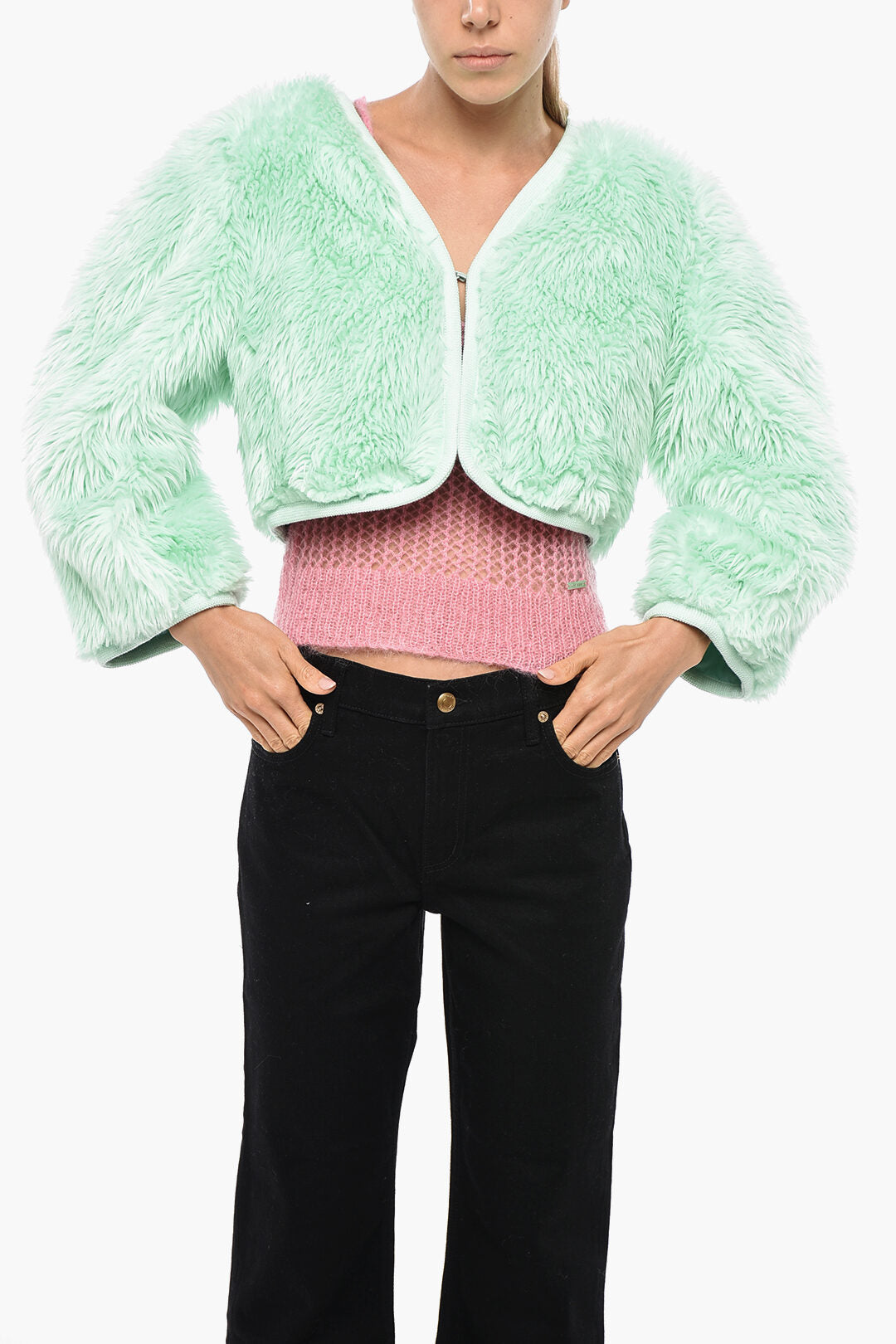 Dsquared2 2750~Ecofur Cropped-Fit Jacket FUNNY