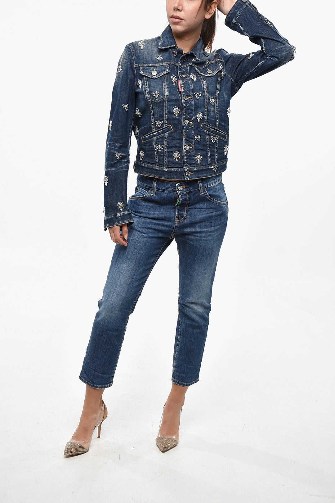Dsquared2 2405~Denim Jacket BOYFRIEND JEAN with Crystals, view 2