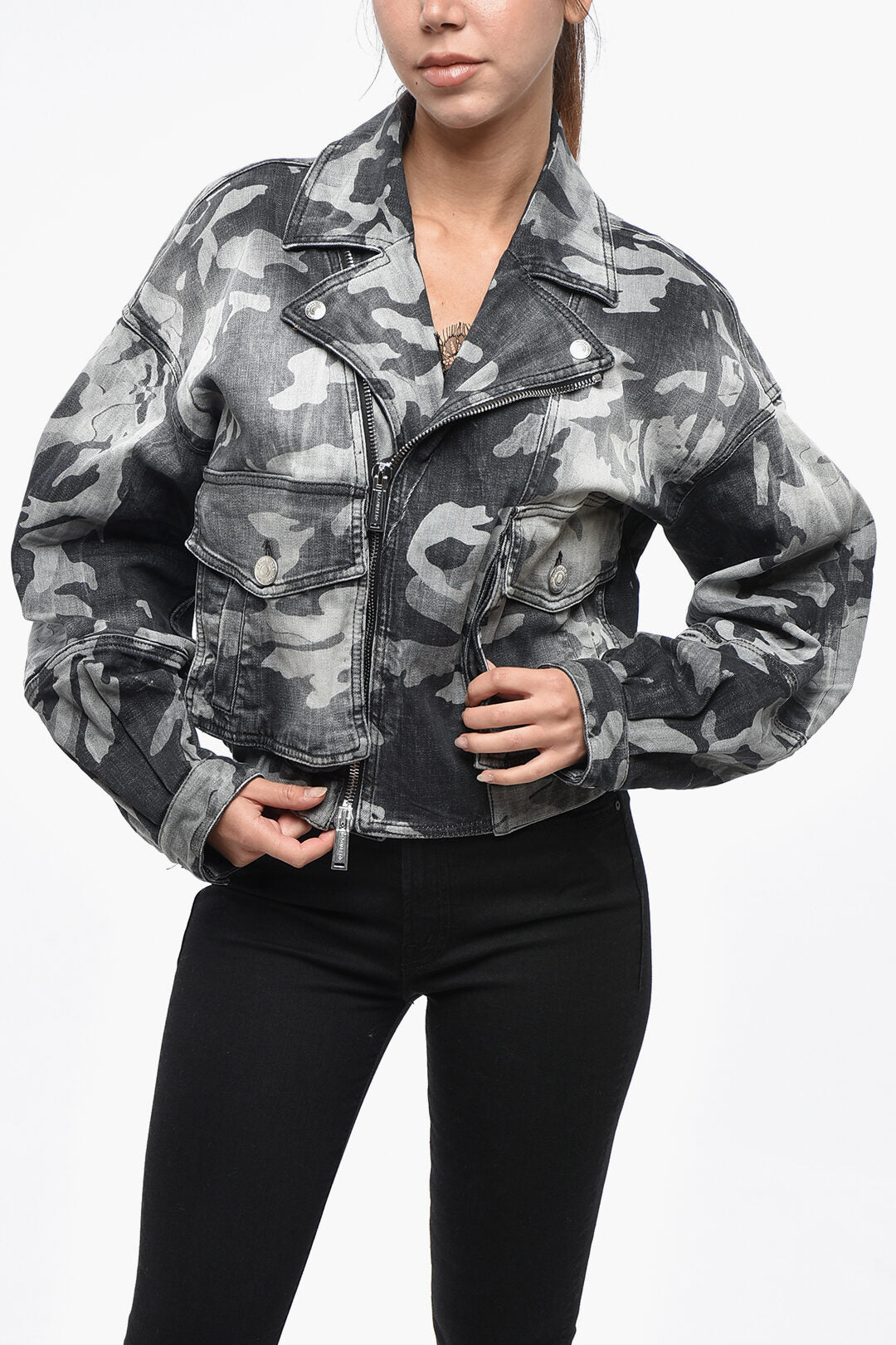 Dsquared2 2470~Denim Jacket with Camouflage Pattern