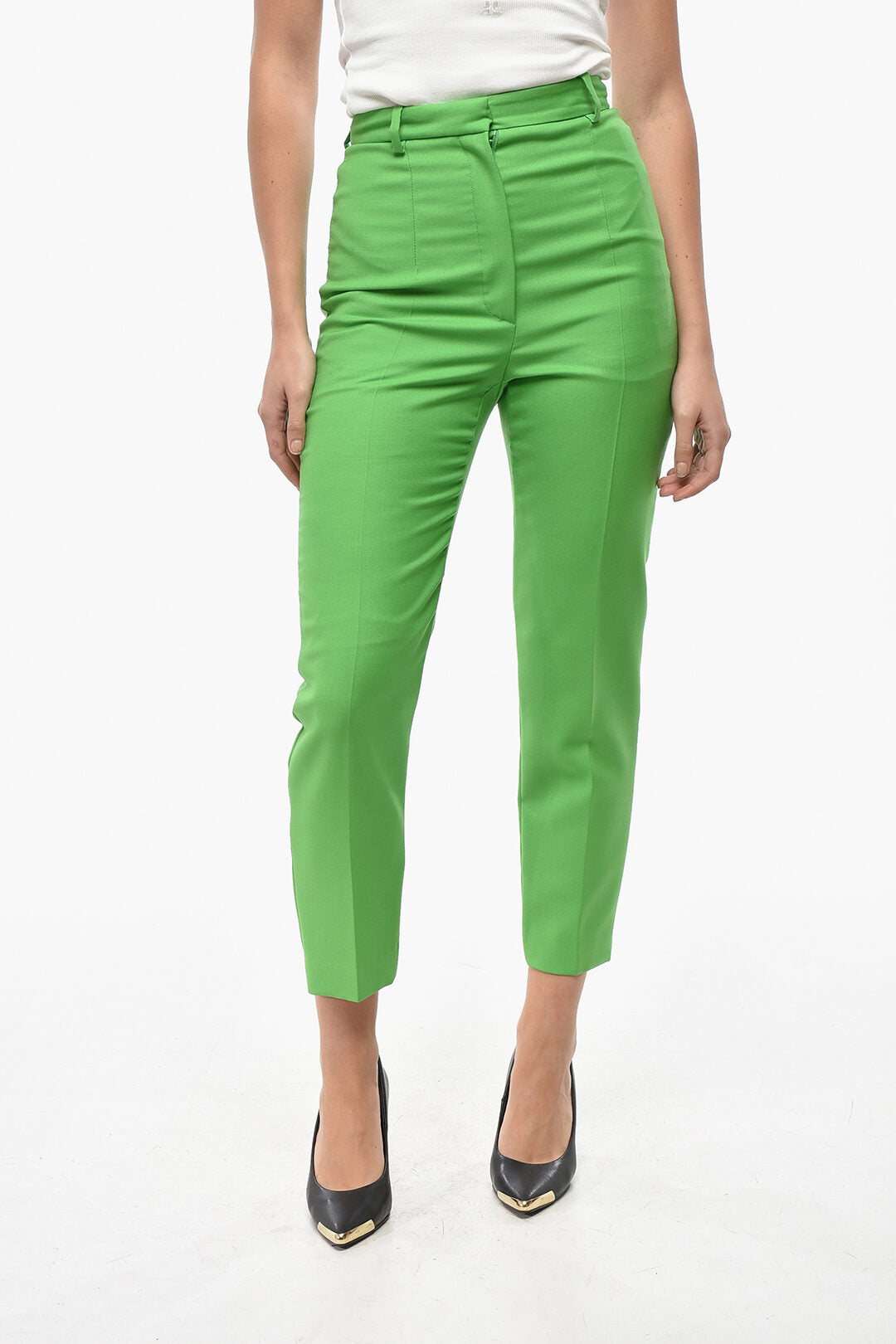 Alexander McQueen 2850~Wool-Blend Cigarette Trousers with Front Pleats