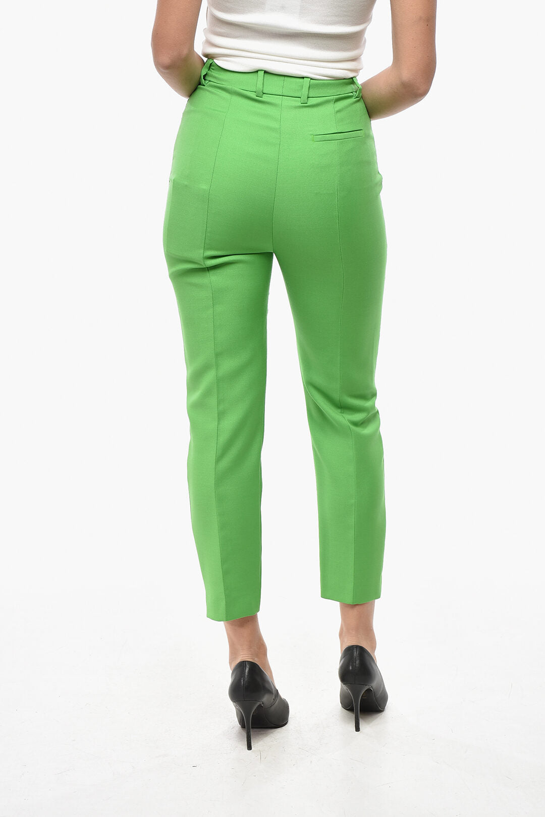 Alexander McQueen 2850~Wool-Blend Cigarette Trousers with Front Pleats, view 2