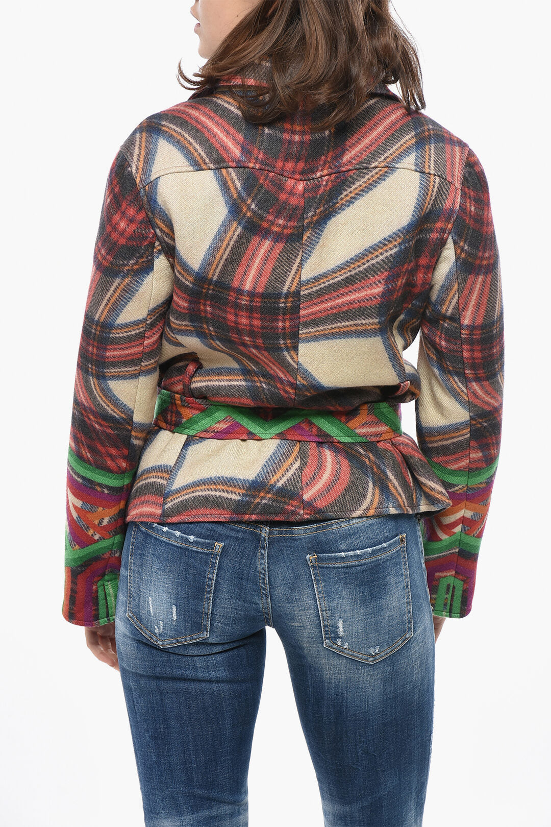 Pierre-Louis Mascia 3250~Patterned Wool-Blend Overshirt with Double Pocket and Belt, view 2