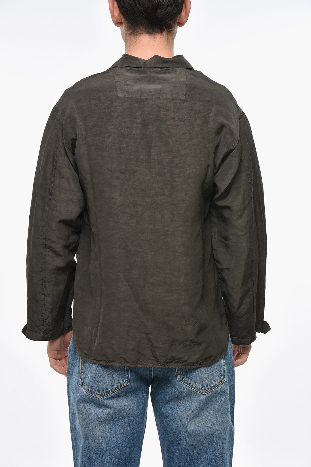 Never Enough 2405~Linen-Blend Overshirt With Pocket, view 2