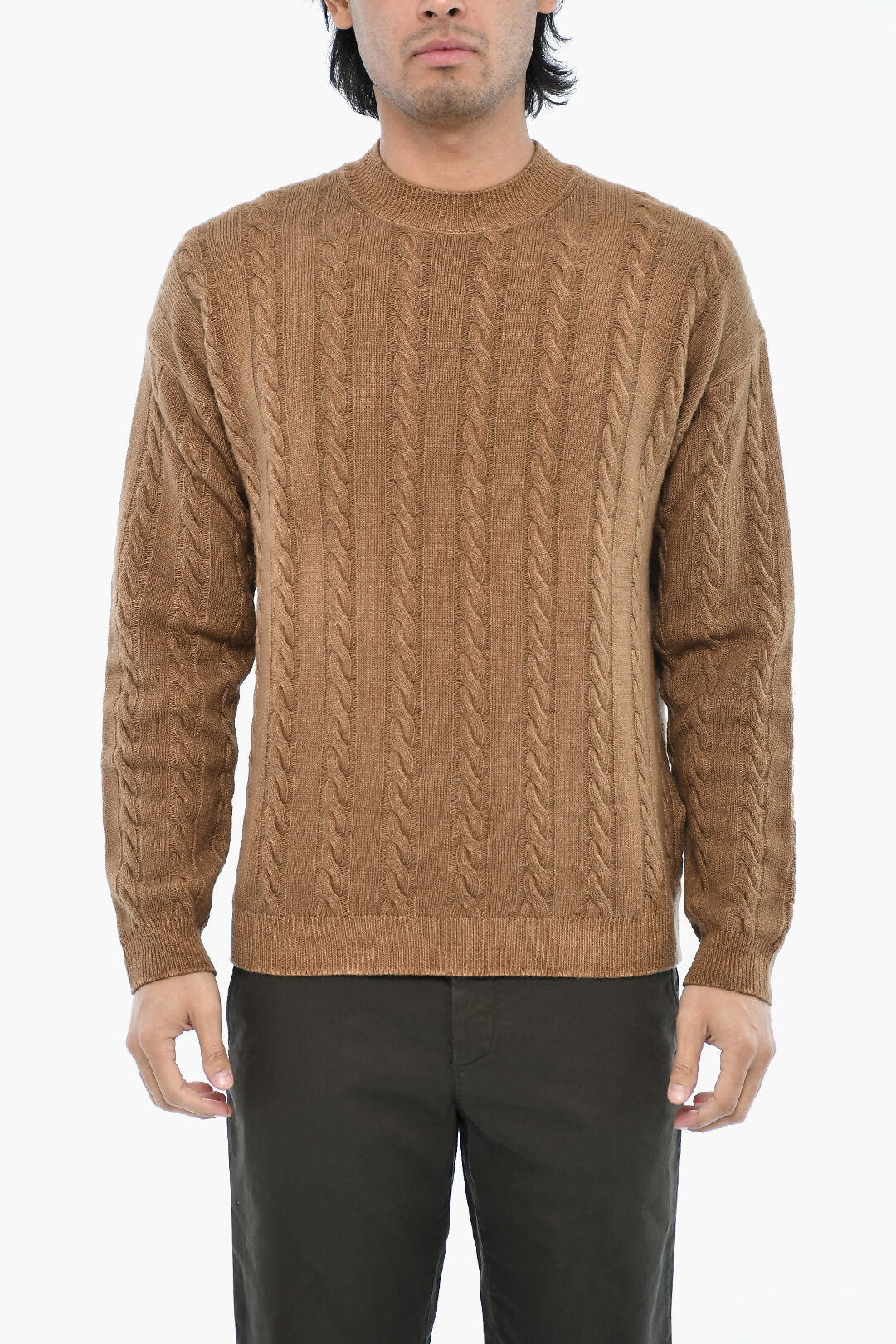 Woolrich 2405~Aran Pattern Virgin Wool Crewneck Sweater