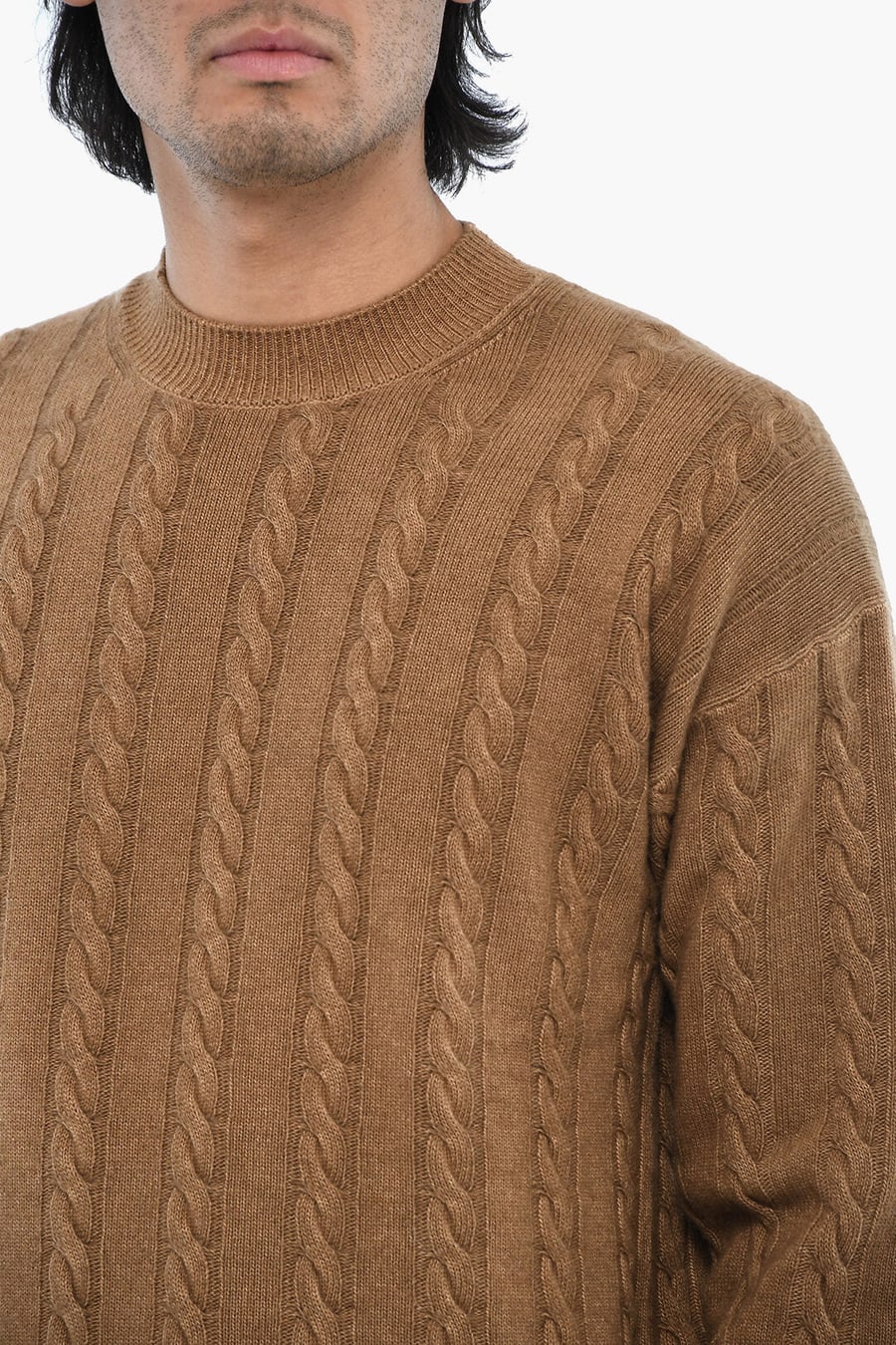 Woolrich 2405~Aran Pattern Virgin Wool Crewneck Sweater, view 3